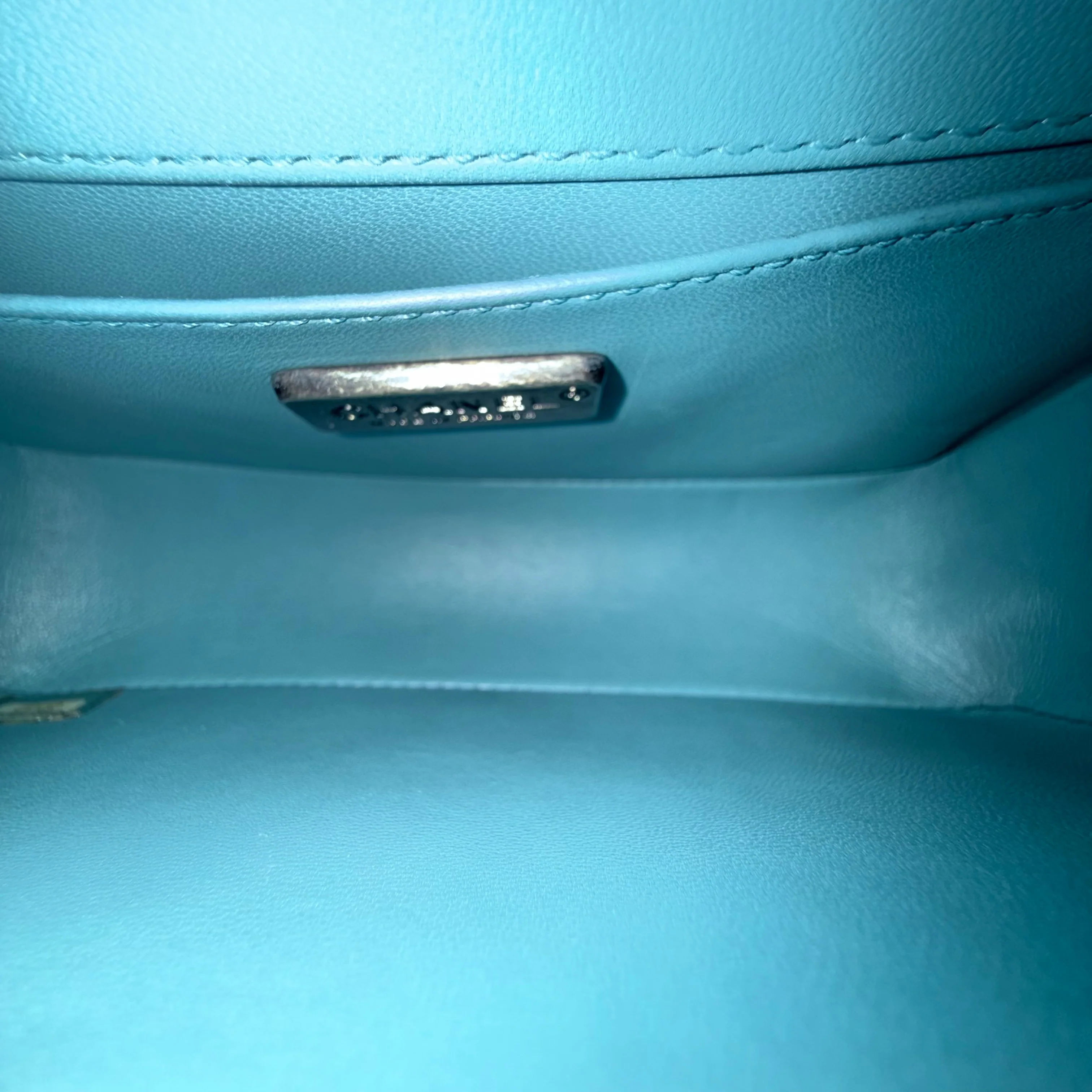 Chanel Boy Small - 20CM Stingray Tiffany Blue Silver Hardware Series 22