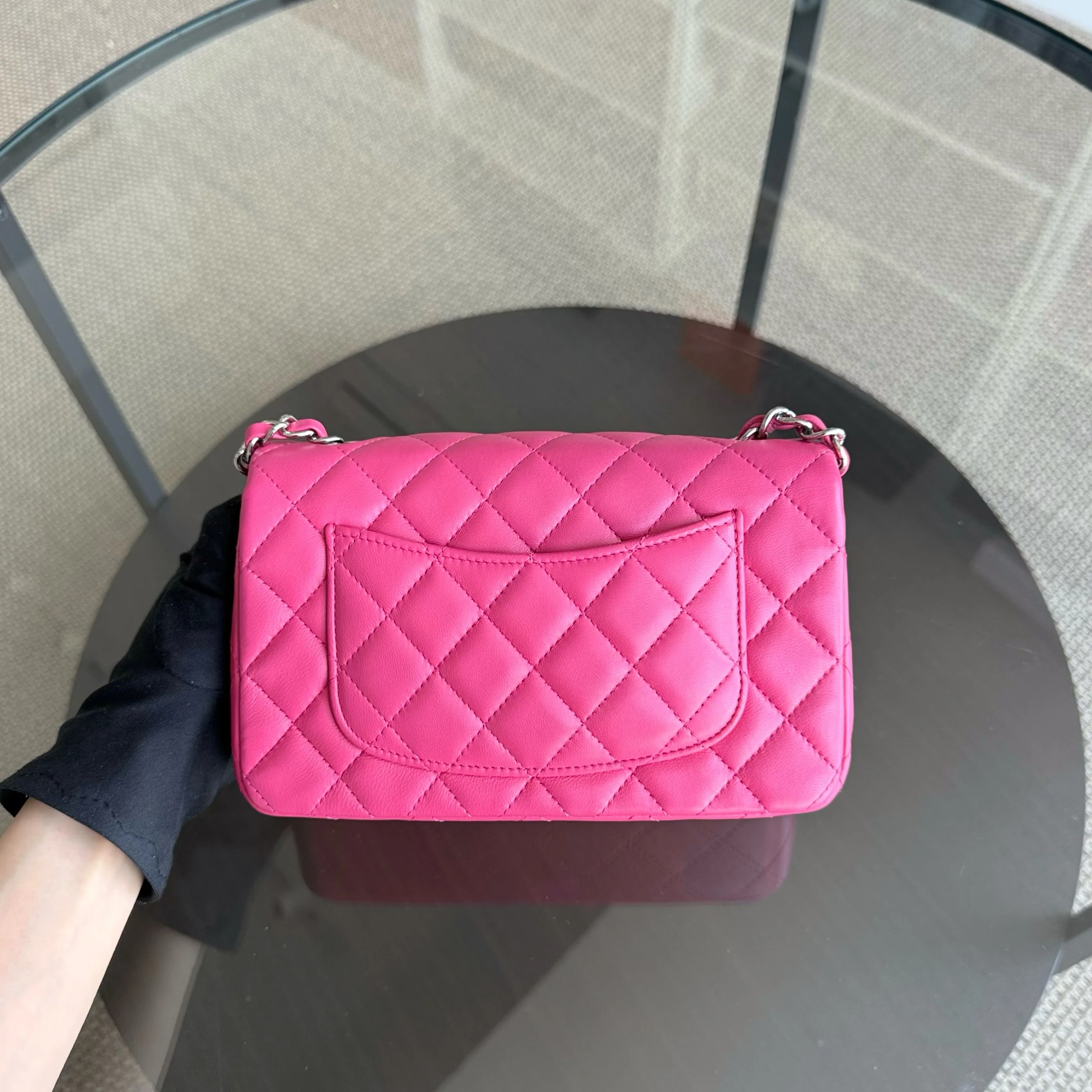Chanel Classic Flap Mini Rectangle - 20CM Quilted Lambskin Pink Gold Hardware Series 19