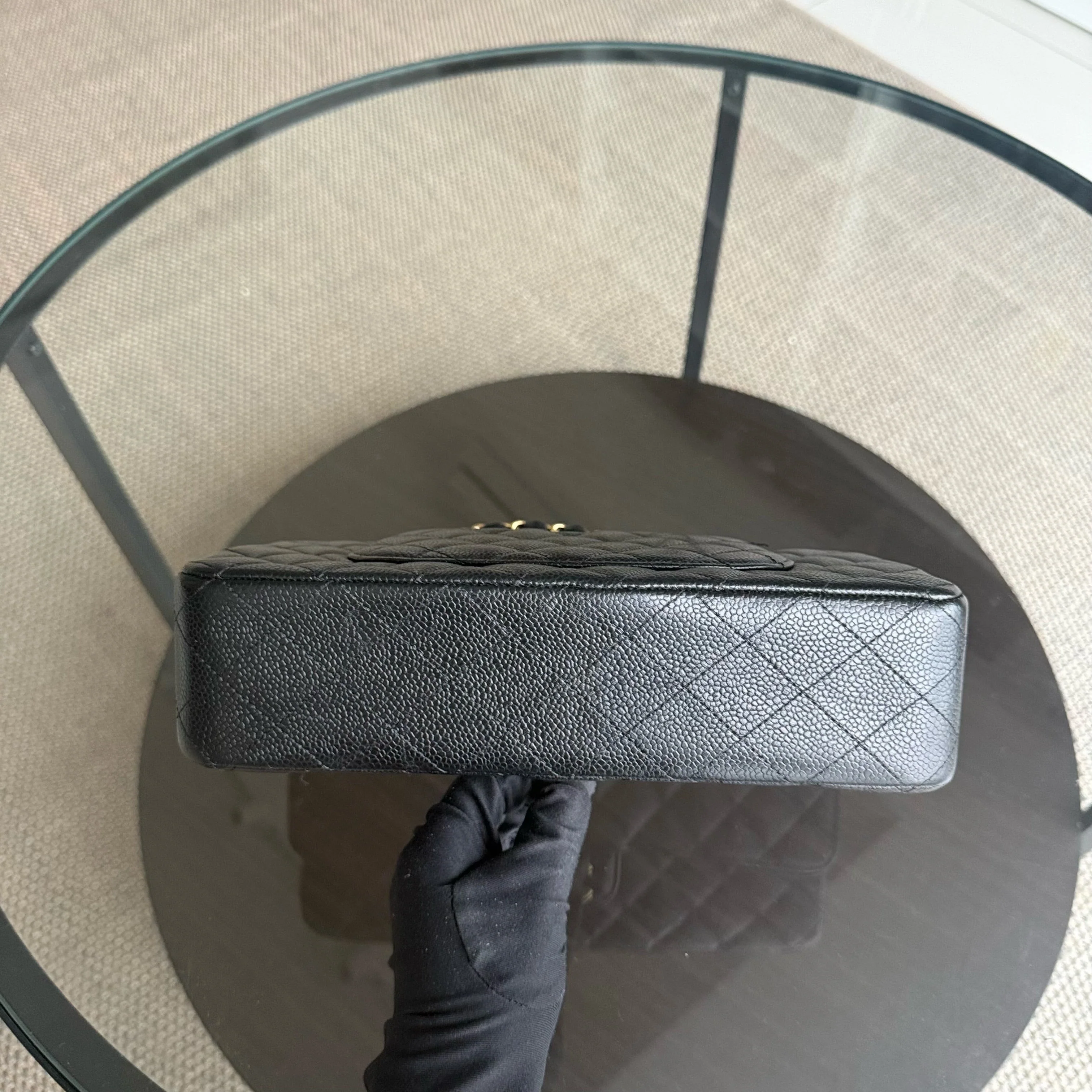 Chanel Classic Flap Medium - Caviar 25CM Quilted Grained Calfskin Black Gold Hardware Series 25