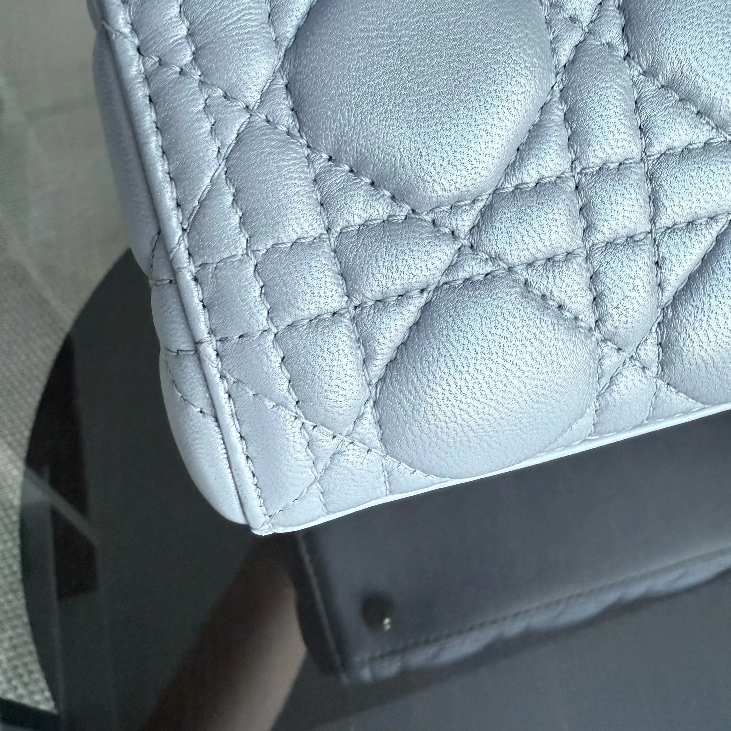 Dior Lady Medium - Canange Lambskin Gray Gold Hardware