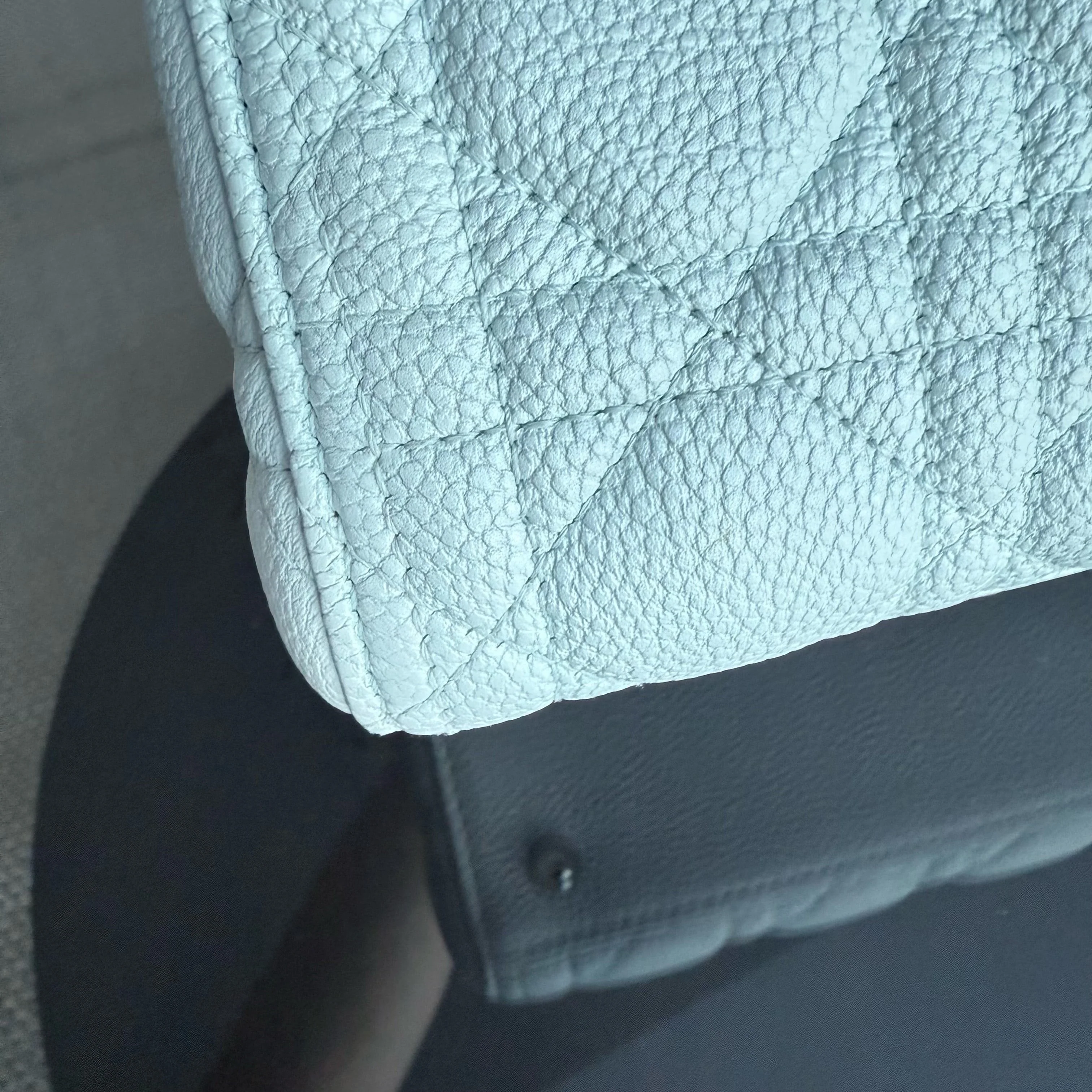 Dior Lady Medium Caviar - Grained Calfskin Cannage Glacier White Ice Blue Silver Hardware NO STRAP