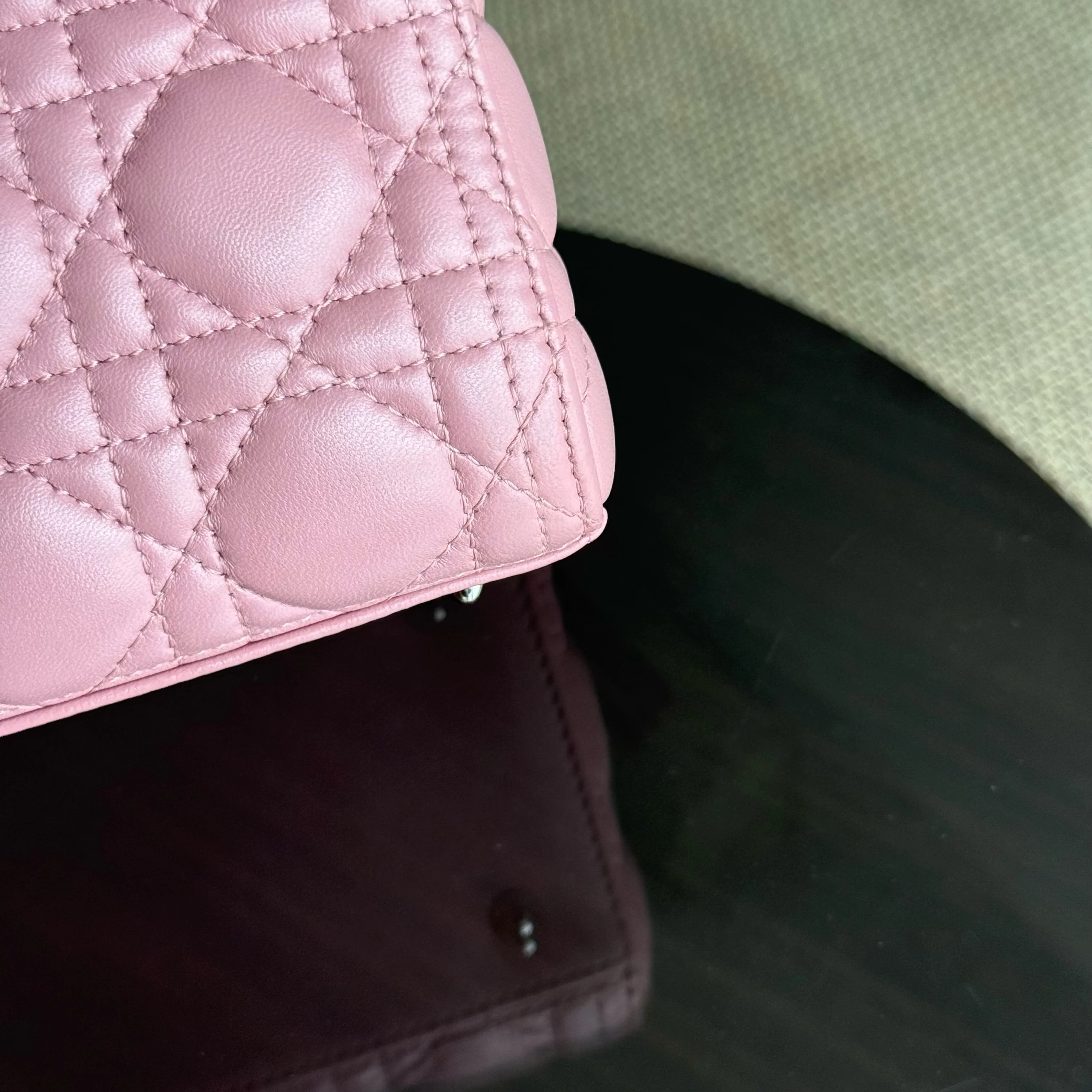 Dior Lady Medium Cannage Lambskin Pink Silver Hardware