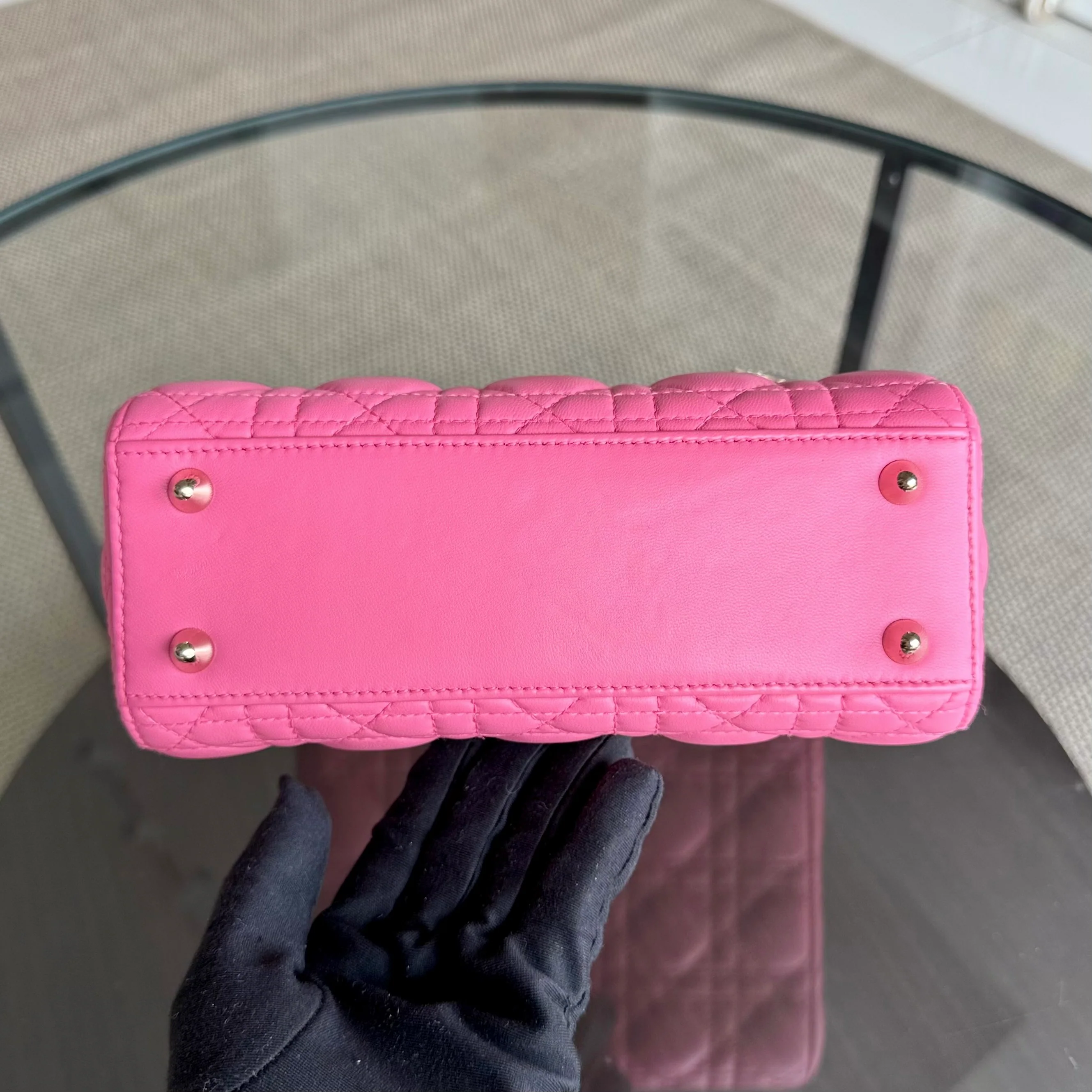 Dior Lady Small - Cannage Lambskin Barbie Pink Gold Hardware