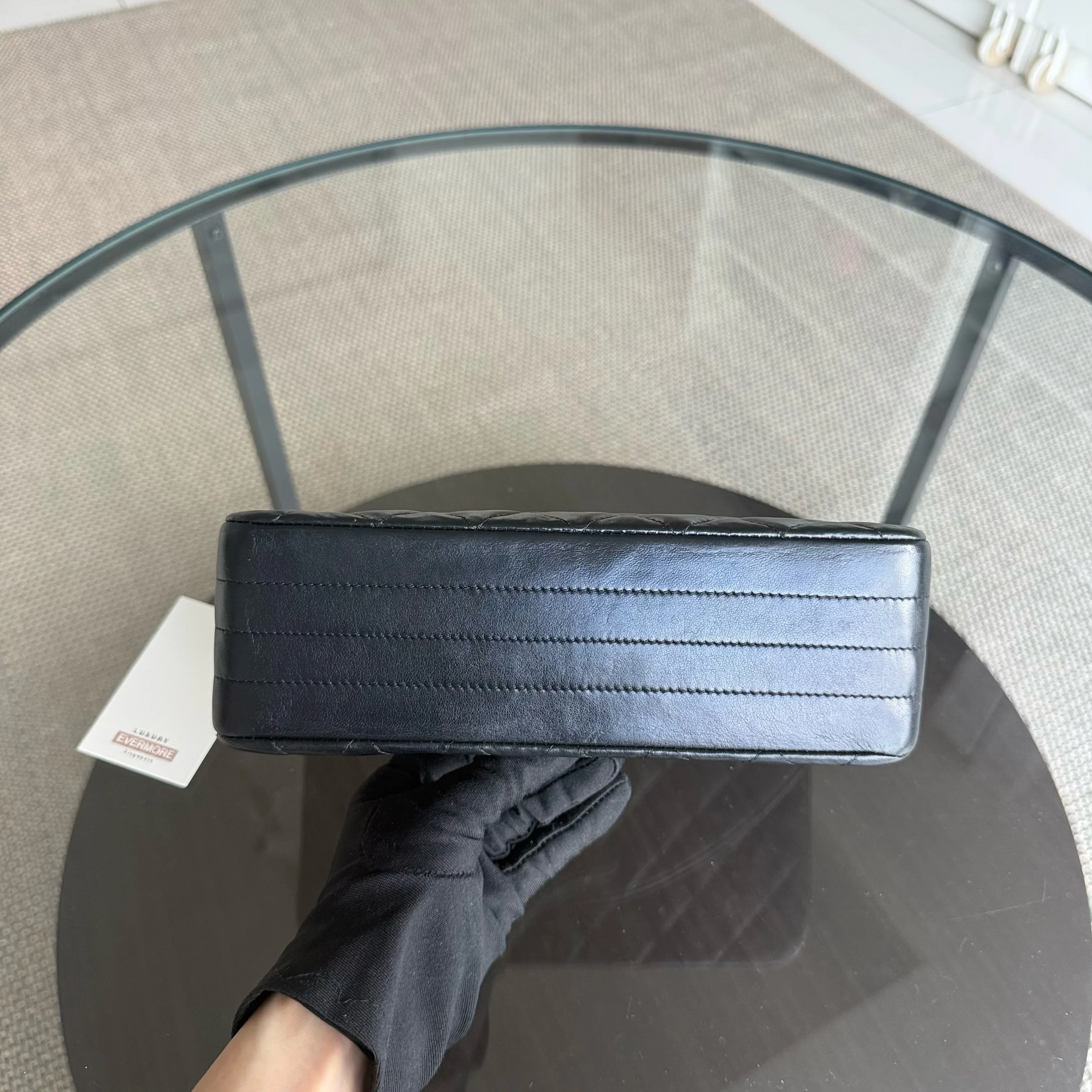 Chanel Medium Flap Vintage - Quilted Lambskin Black Gold Hardware Series 1