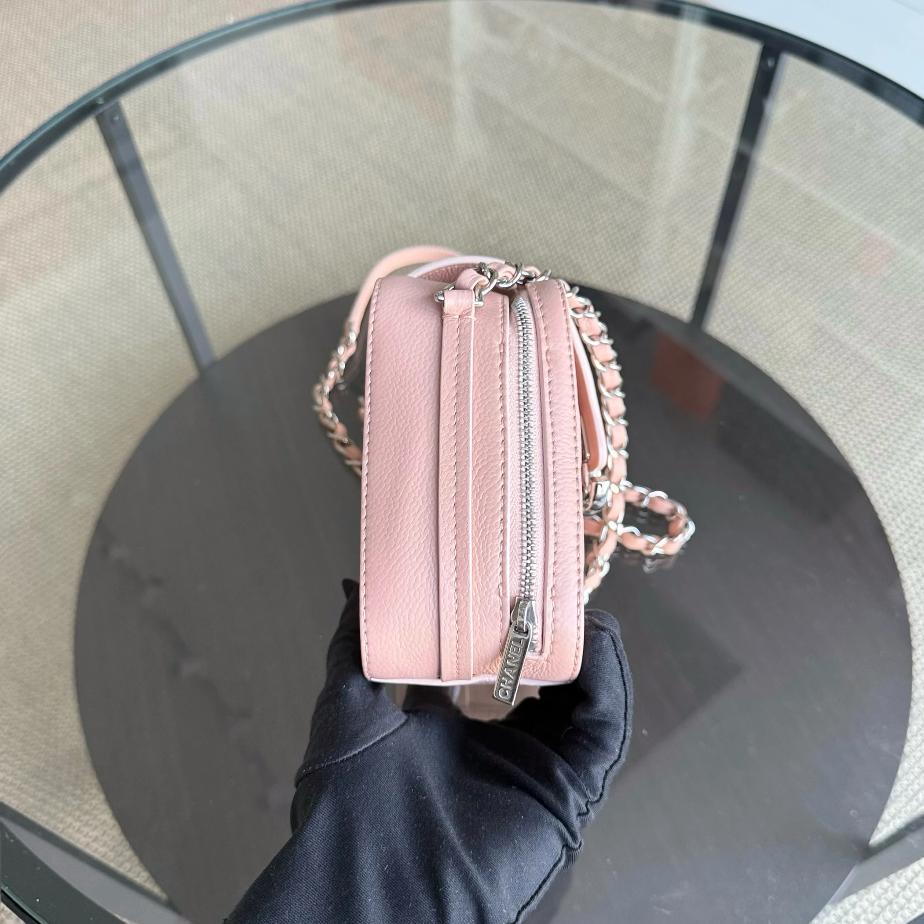 Chanel CC Box Camera Bag Small - Caviar Quilted Grained Calfskin Pink Series 24