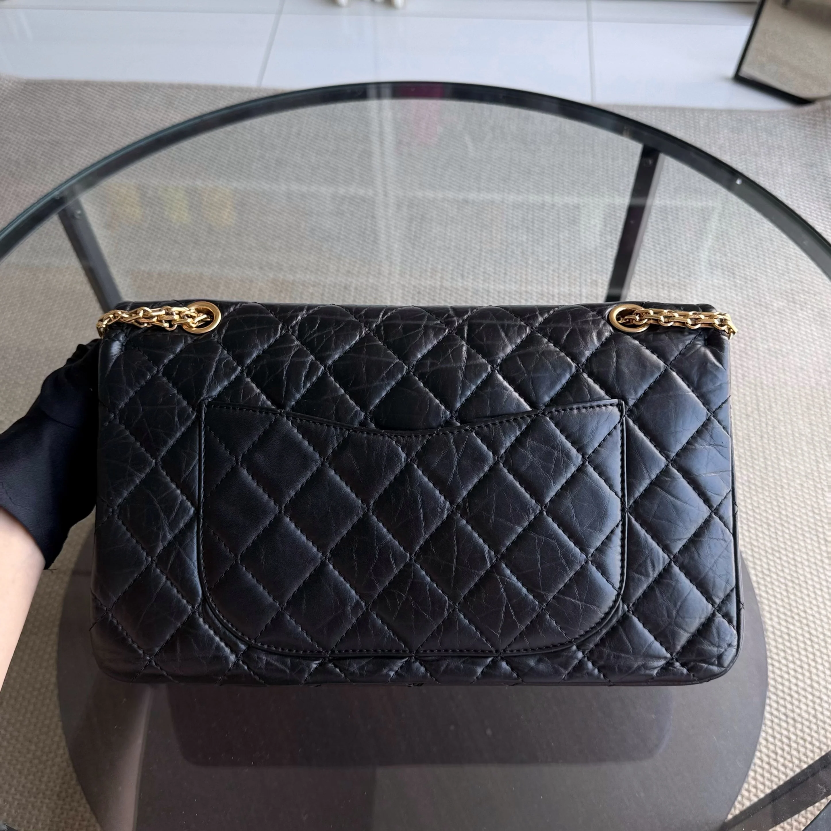 Chanel 2.55 Reissue 227 - Quilted Aged Calfskin Black Gold Hardware Series 18