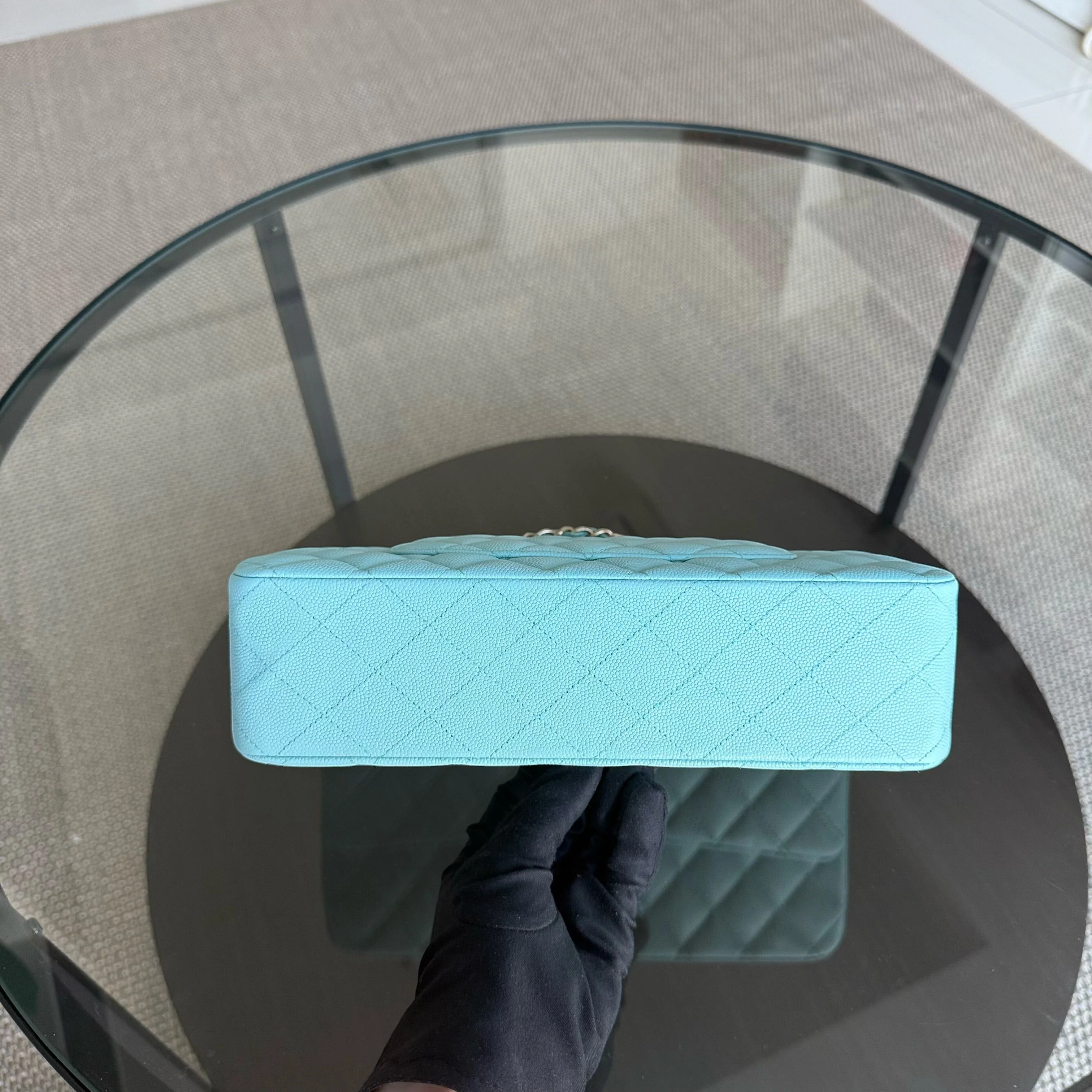 Chanel Classic Flap Medium - Caviar 25CM Quilted Tiffany Light Blue Gold Hardware