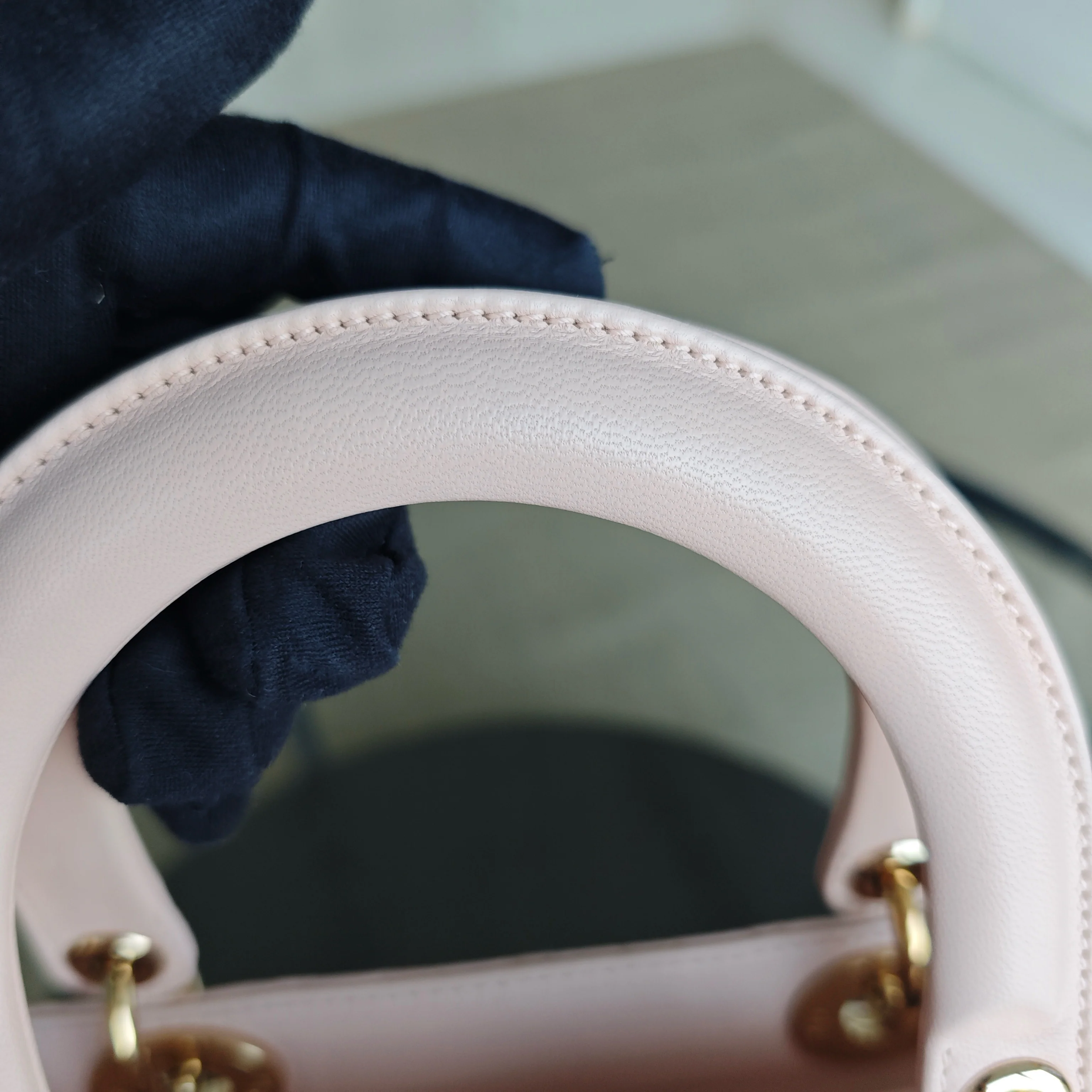 Dior Lady Large - Cannage Lambskin Light Pink Gold Hardware