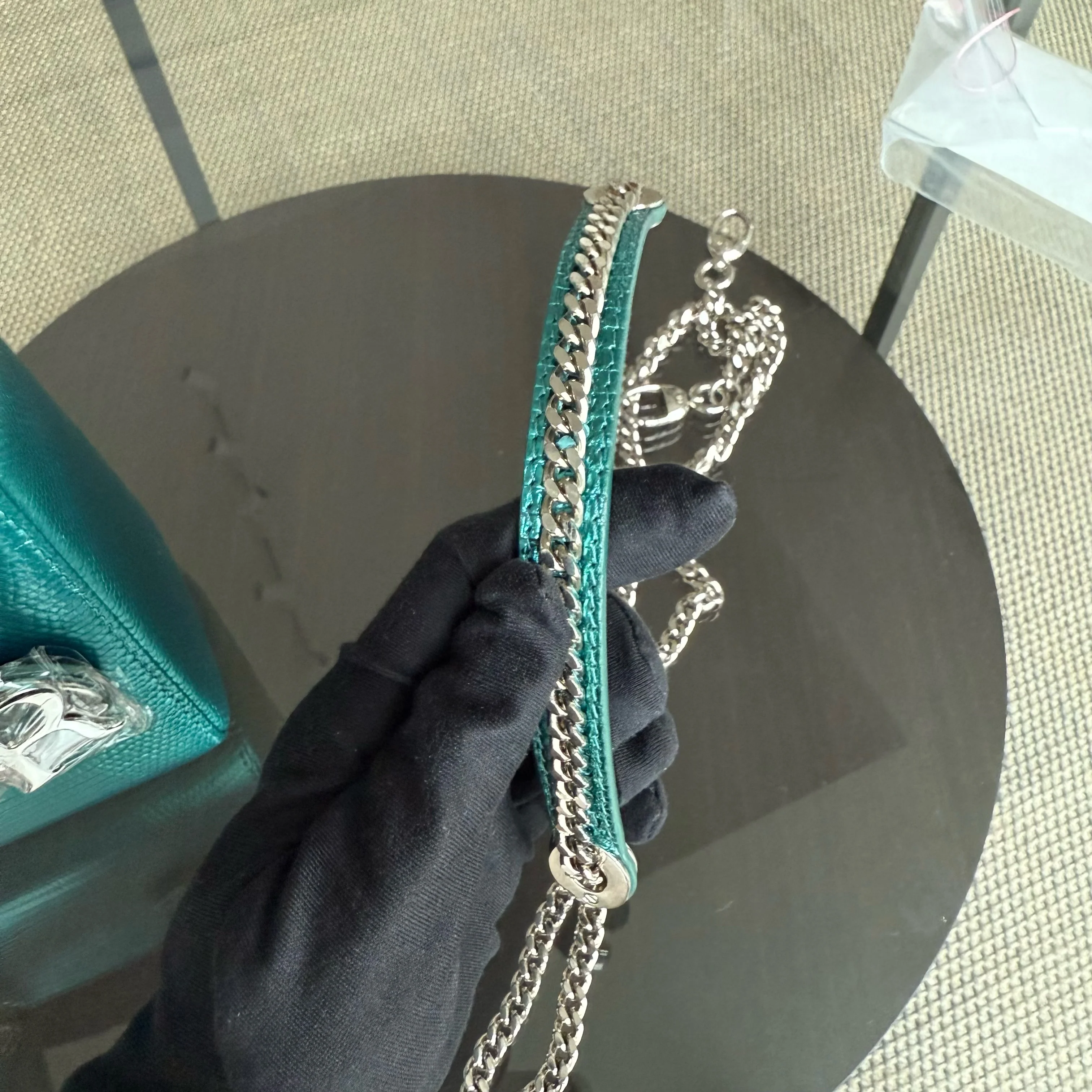 Dior Lady Mini - Exotic Lizard Green color Silver Hardware