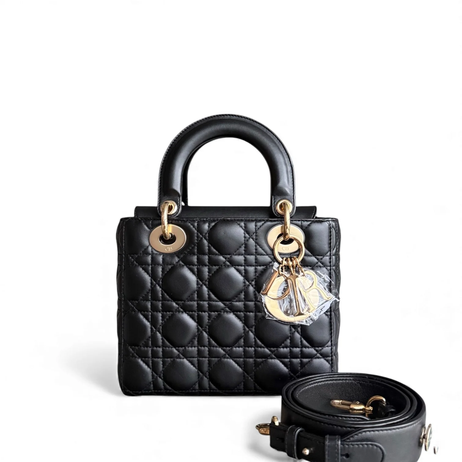 Dior Lady Small - Cannage Lambskin Black Gold Hardware