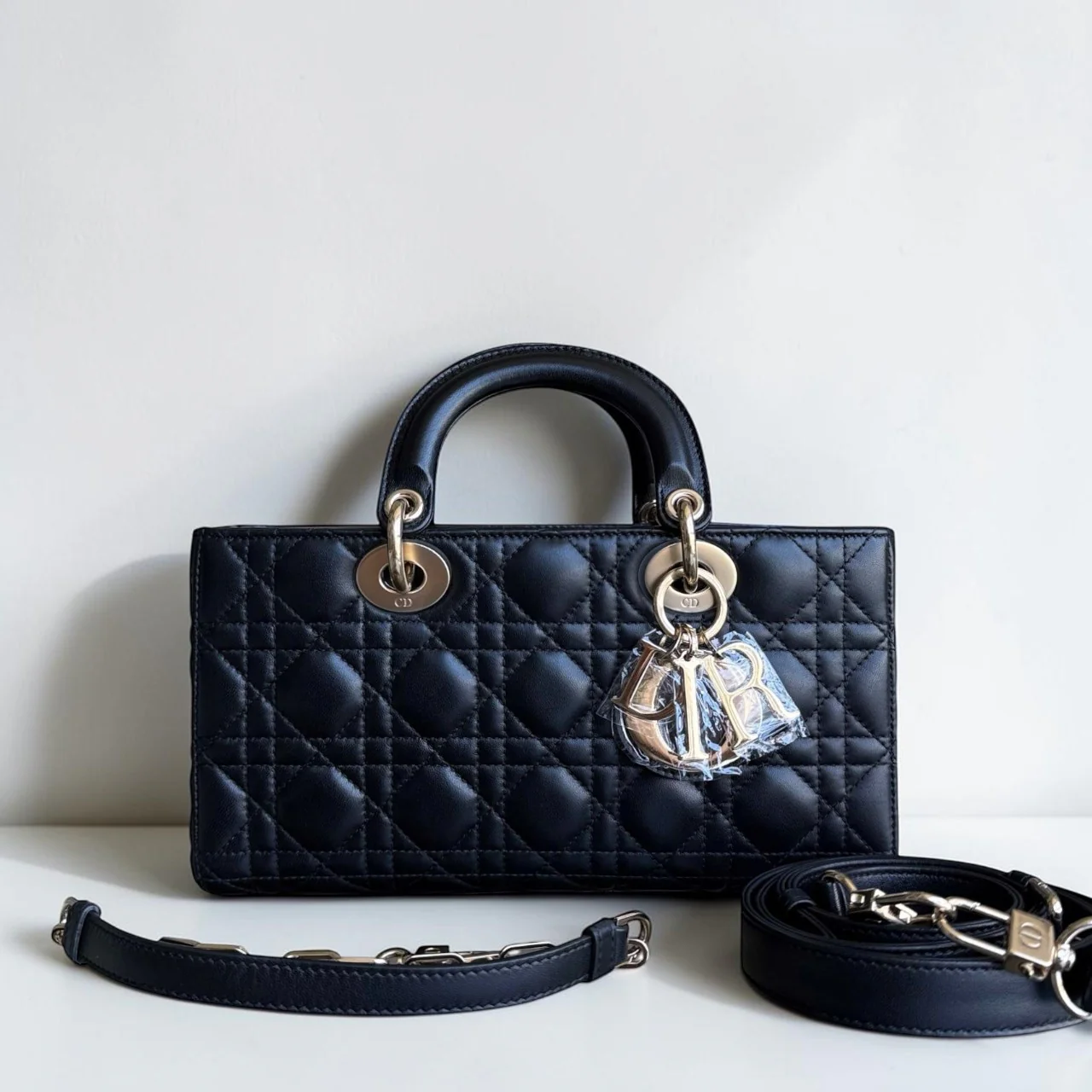 Dior D-Joy Medium - Cannage Lambskin Black Gold Hardware