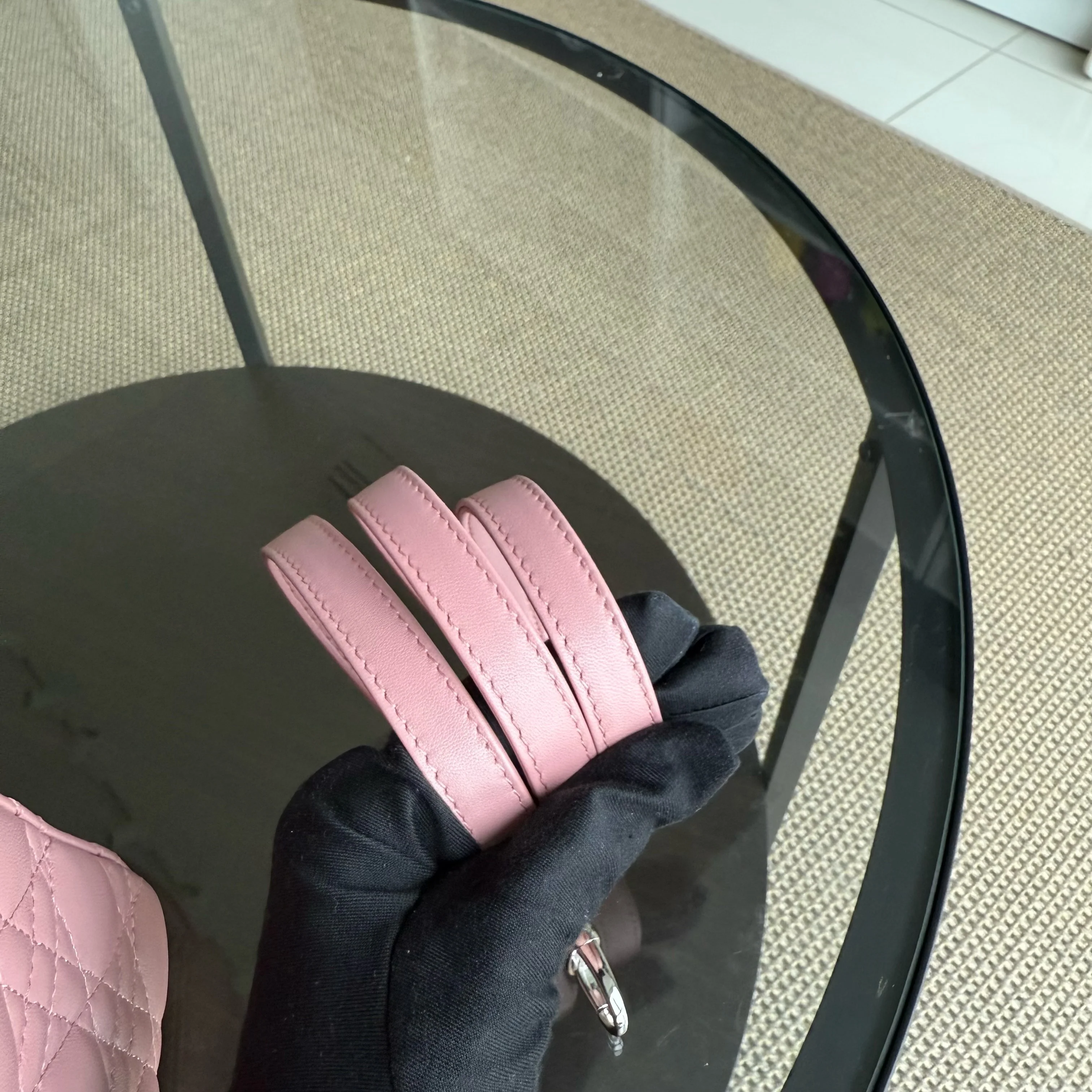 Dior Lady Medium Cannage Lambskin Pink Silver Hardware