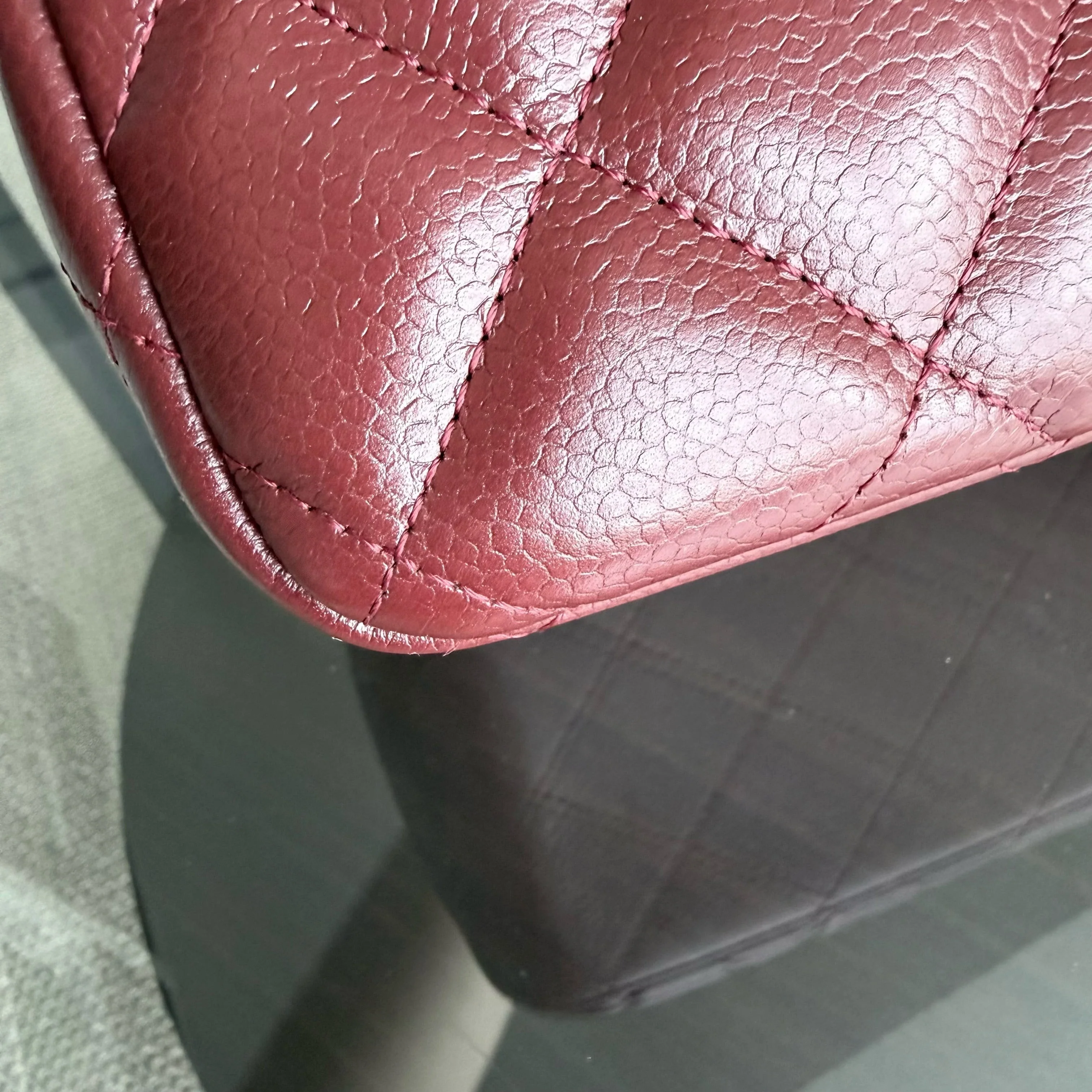 Chanel Classic Flap Jumbo - Caviar 30CM Double Flap Quilted Burgundy Silver Hardware