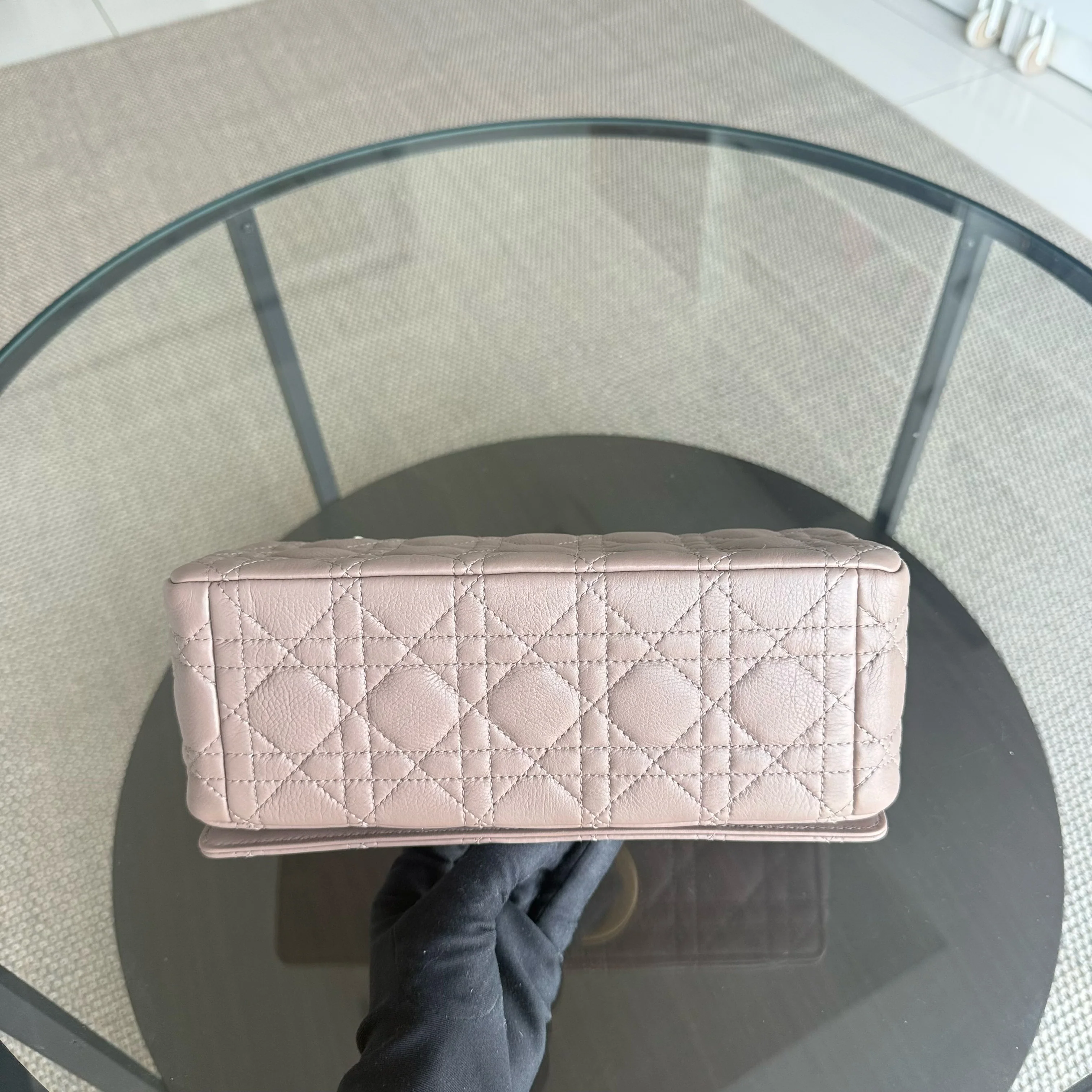 Dior Caro Medium - 25CM Cannage Calfskin Milktea Blush Gold Hardware