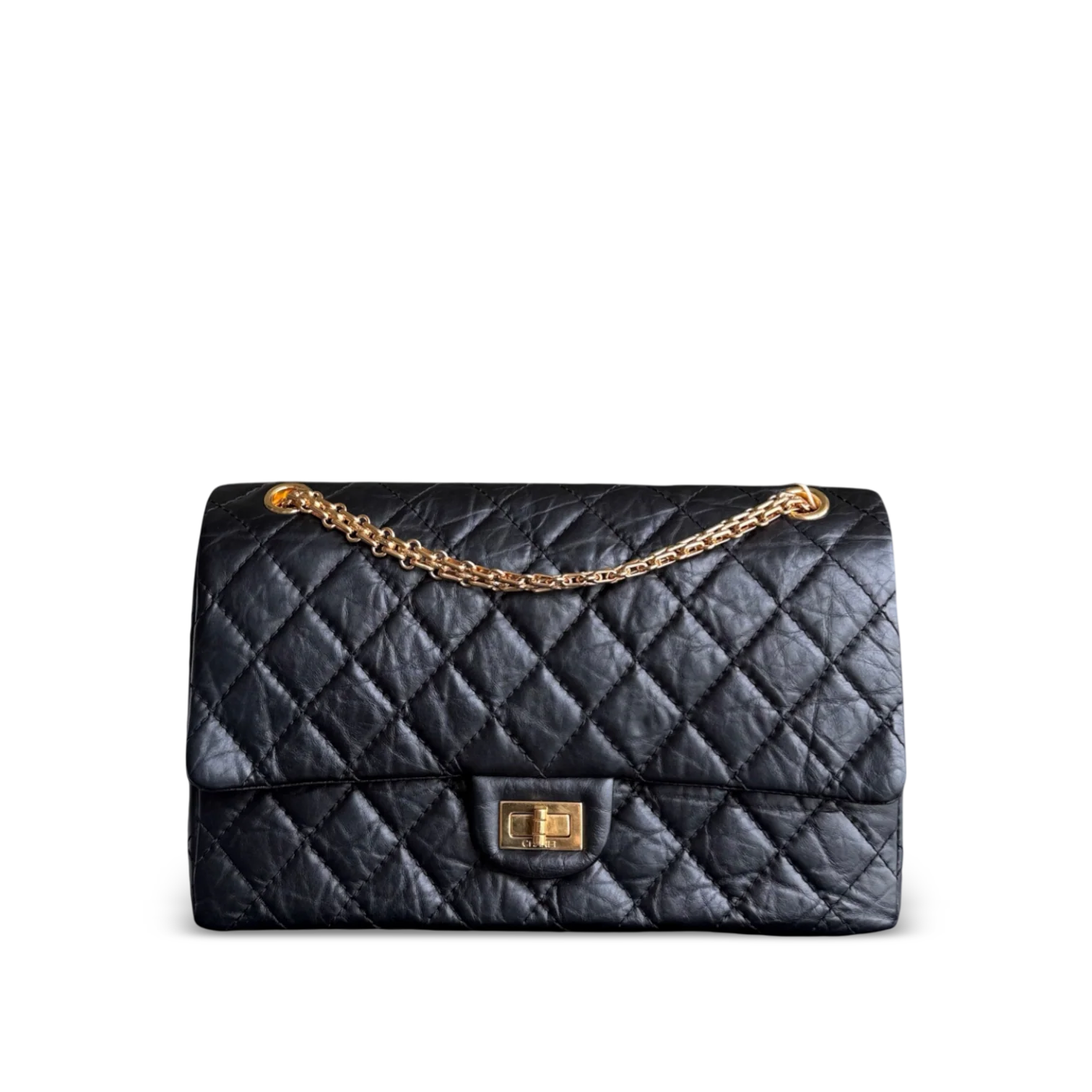 Chanel 2.55 Reissue 226 - 28CM Quilted Aged Calfskin Black Gold Hardware Series 14