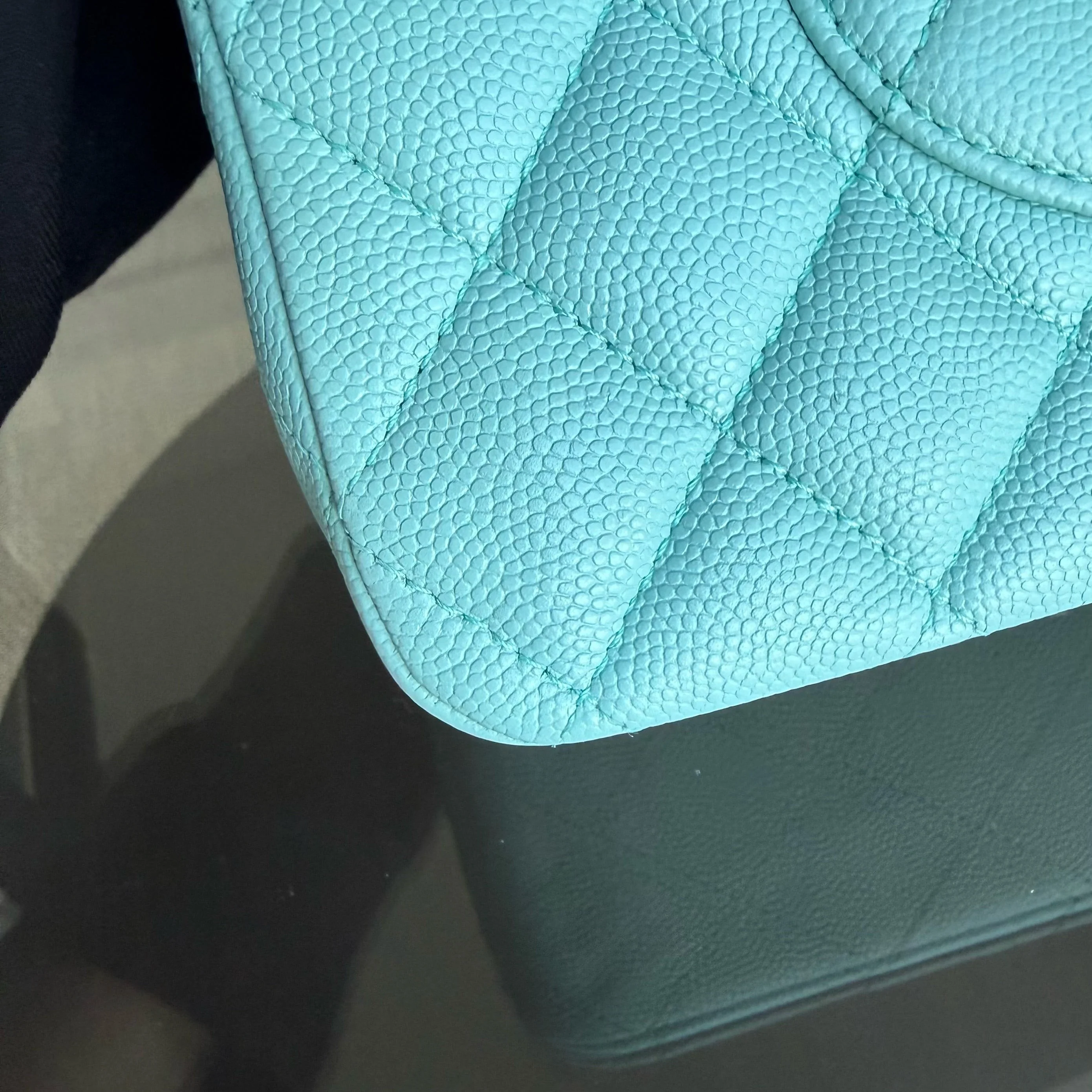 Chanel Classic Flap Medium - Caviar 25CM Quilted Tiffany Light Blue Gold Hardware