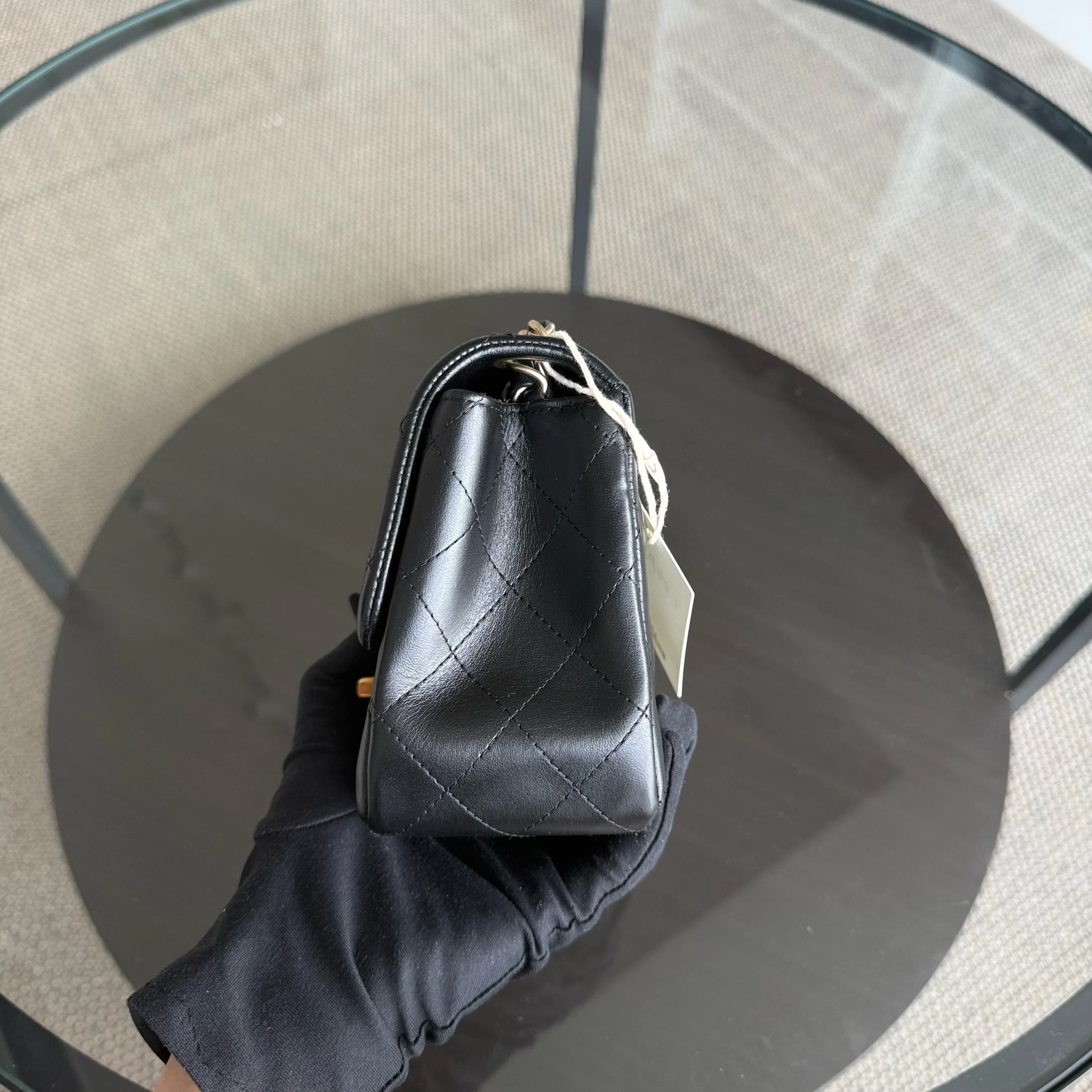 Chanel Classic Flap Mini Square - 17CM Quilted Lambskin Black Gold Hardware Series 18