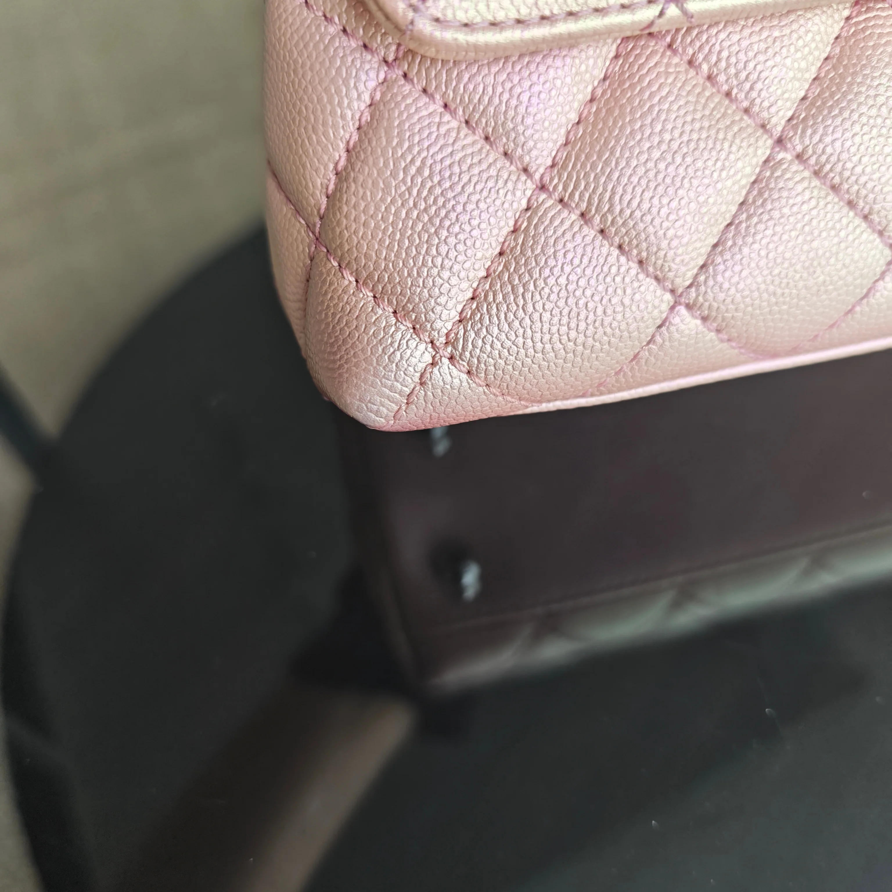 Chanel Coco Handle Small - Caviar Quilted Irridescent Pink Gold Hardware Microchip