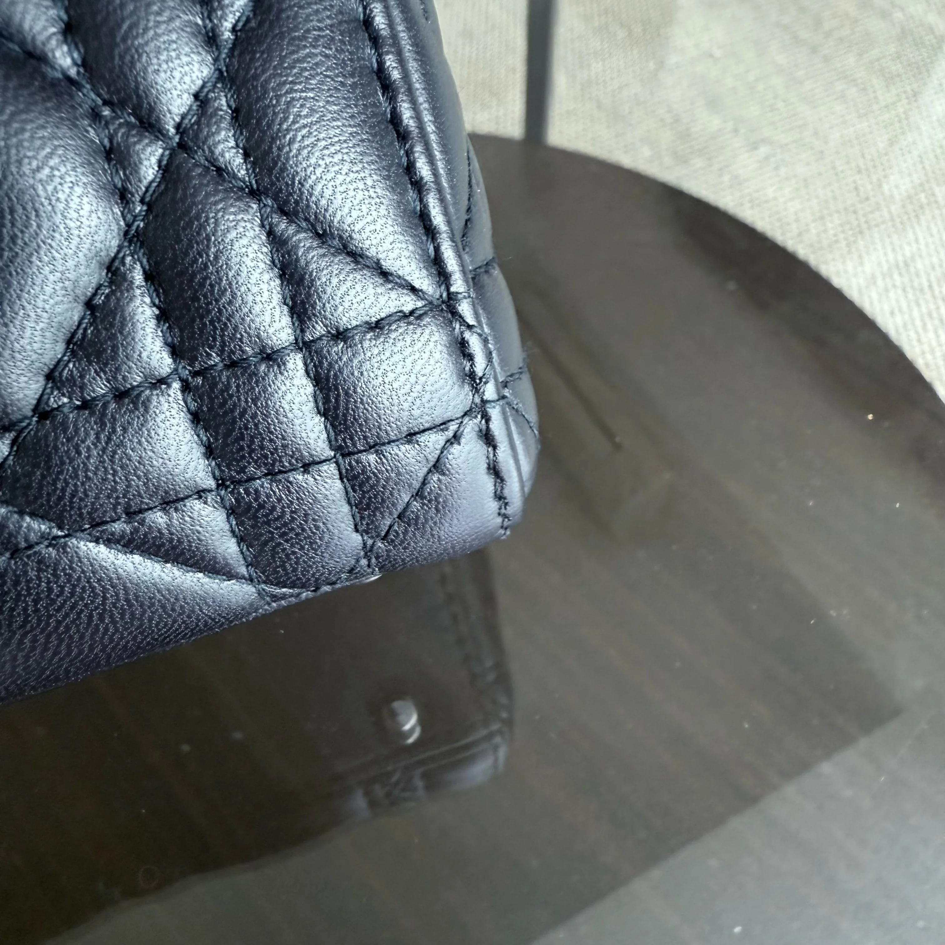 Dior Lady Mini - Cannage Lambskin Midnight Blue Silver Hardware Chain Strap