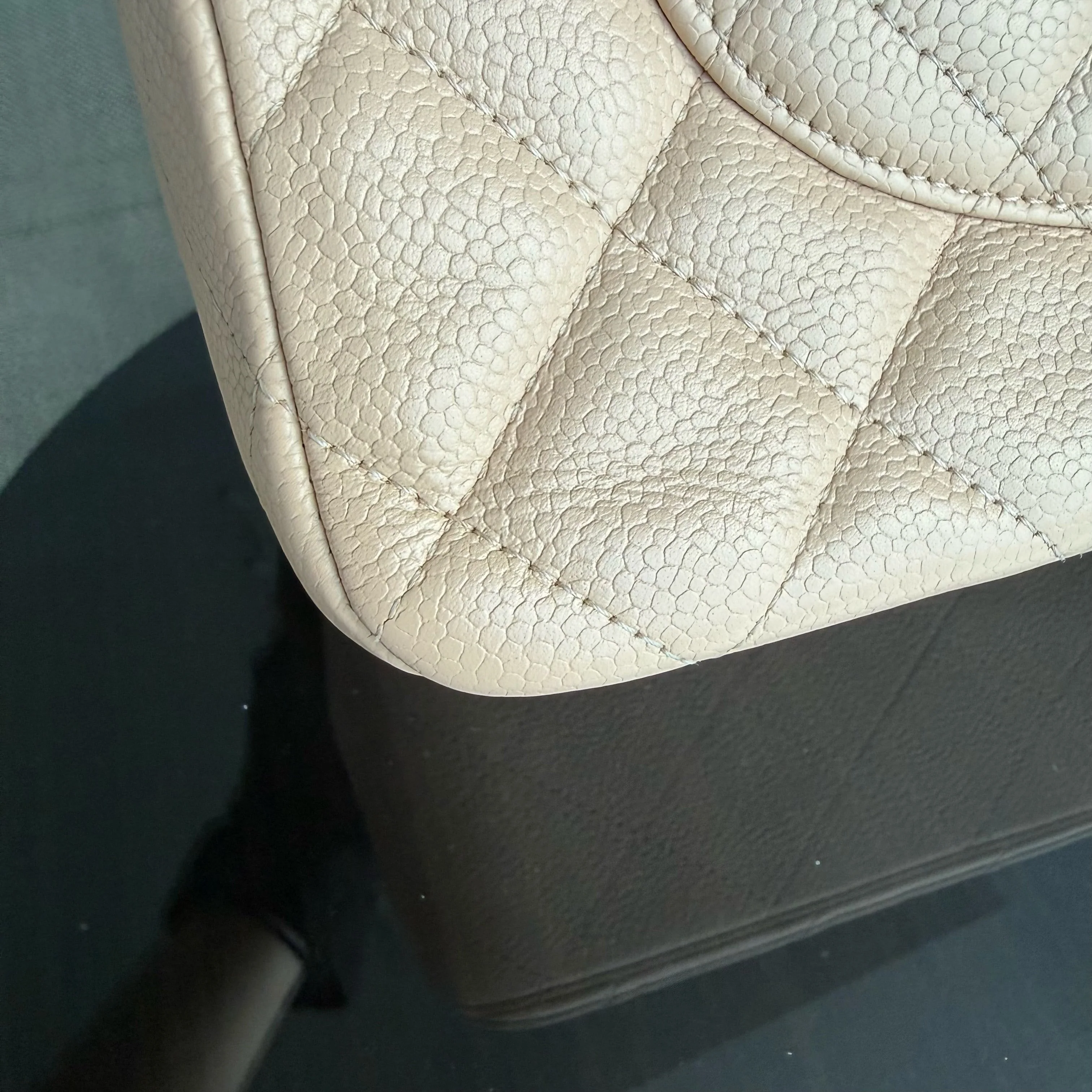 Chanel Classic Flap Jumbo - Caviar 30CM Single Flap Quilted Beige Silver Hardware Series 13