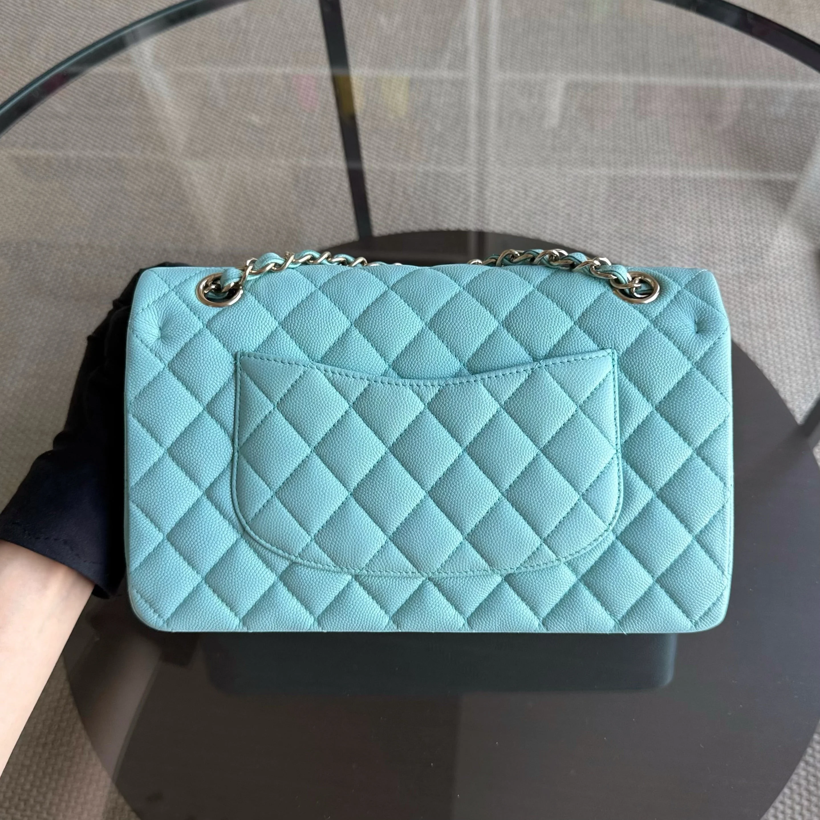 Chanel Classic Flap Medium - Caviar 25CM Quilted Tiffany Light Blue Gold Hardware