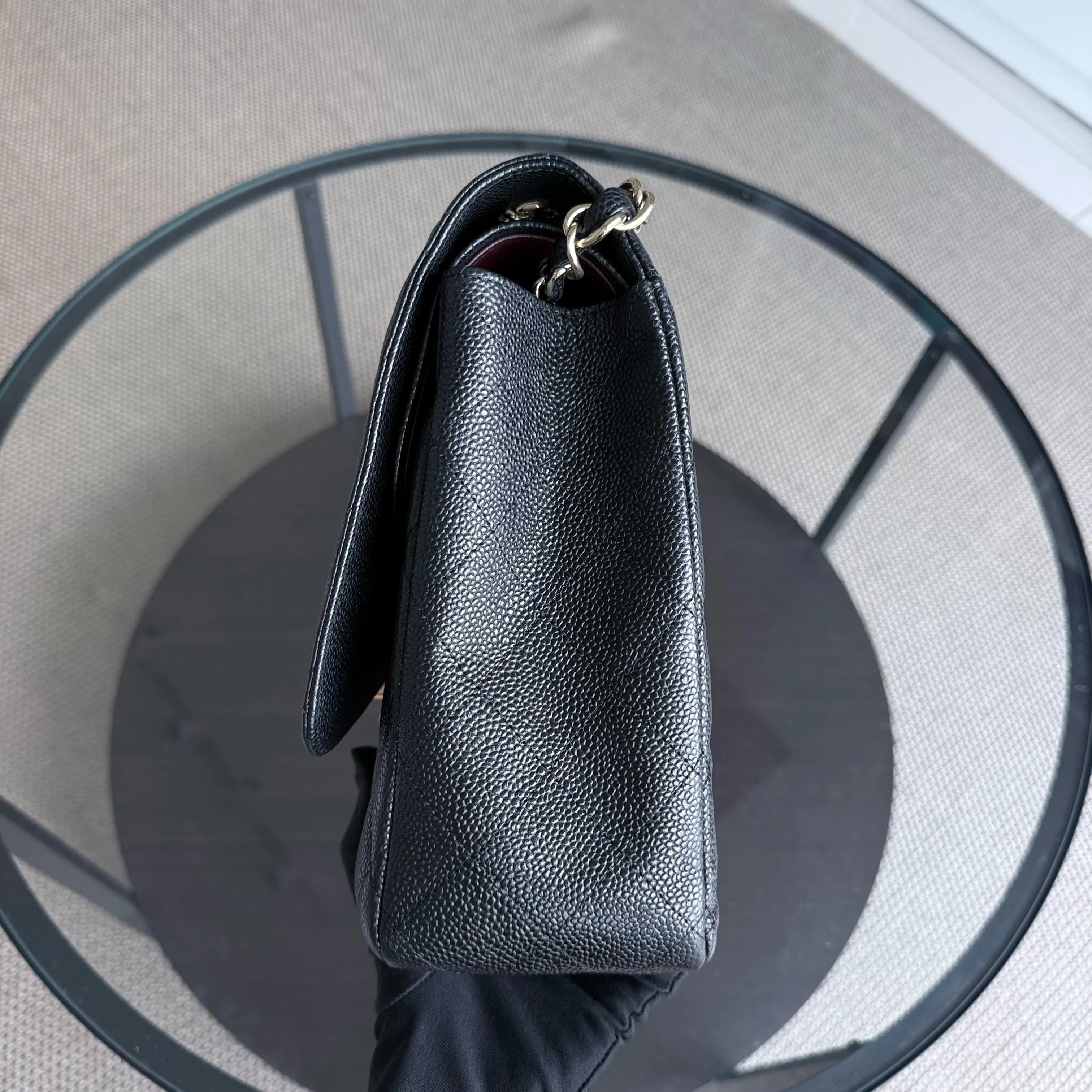 Chanel Classic Flap Maxi - Caviar Double Flap 33CM Quilted Black Gold Hardware Series 15