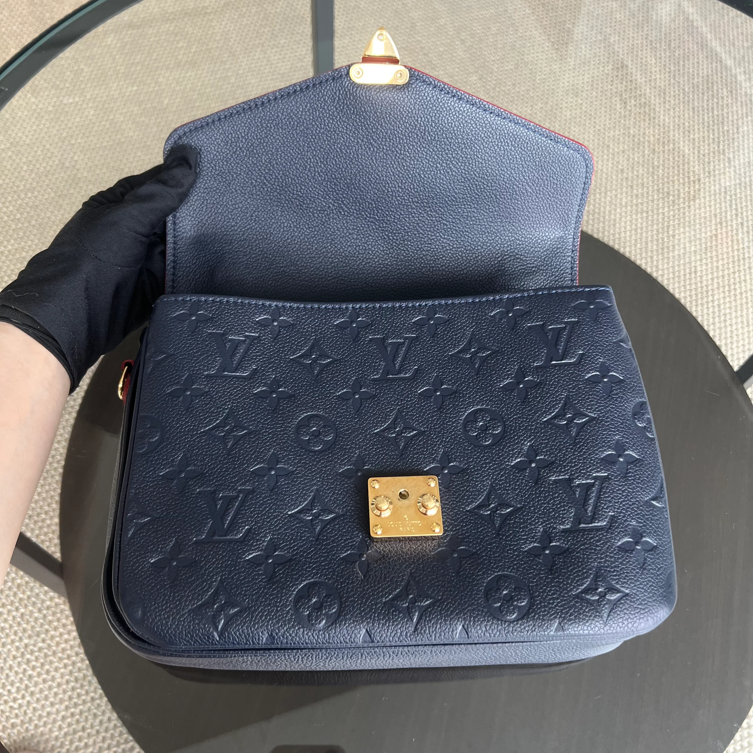 Louis Vuitton Pochette Metis - Empreinte Monogram Marine Rouge Navy Blue Gold Hardware