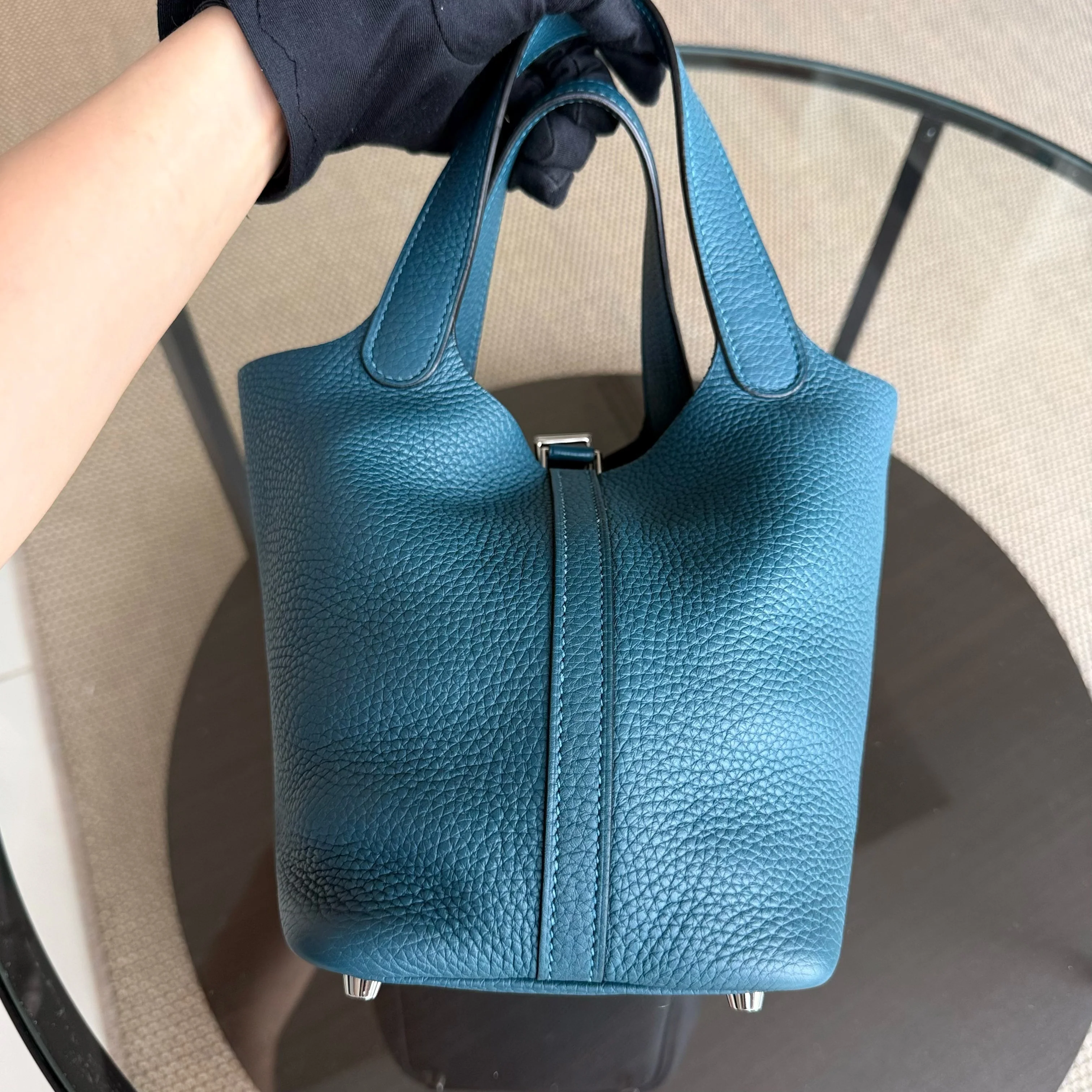 Hermes Picotin 18 - TC Clemence Leather Colvert Blue Palladium Silver Hardware