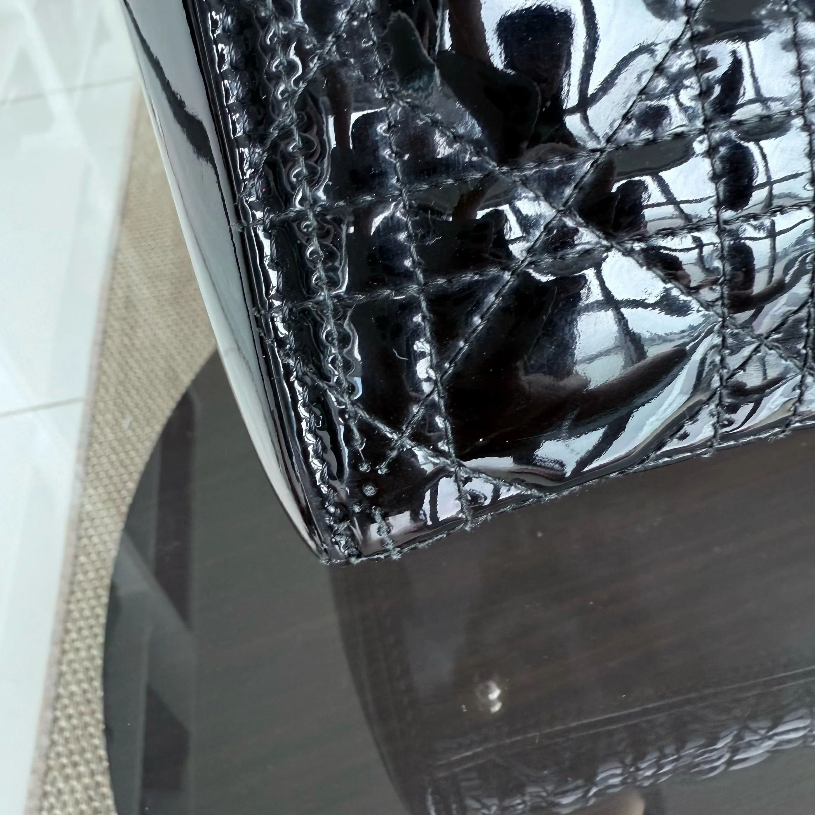 Dior Lady Large - Patent Calfskin Black Gold Hardware NO STRAP