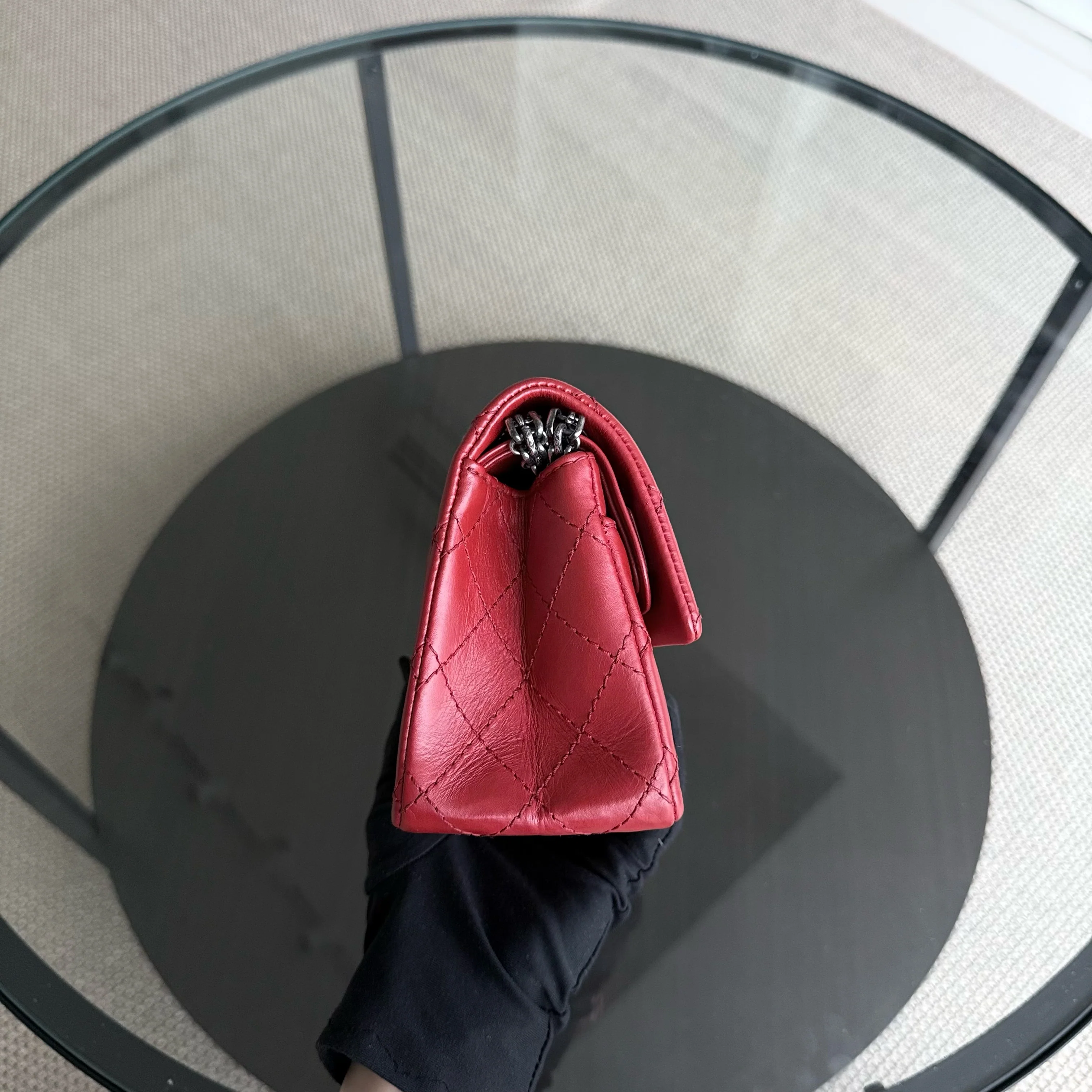 Chanel 2.55 Reissue Mini - 20CM Quilted Aged Calfskin Red Ruthenium Silver Hardware Series 16