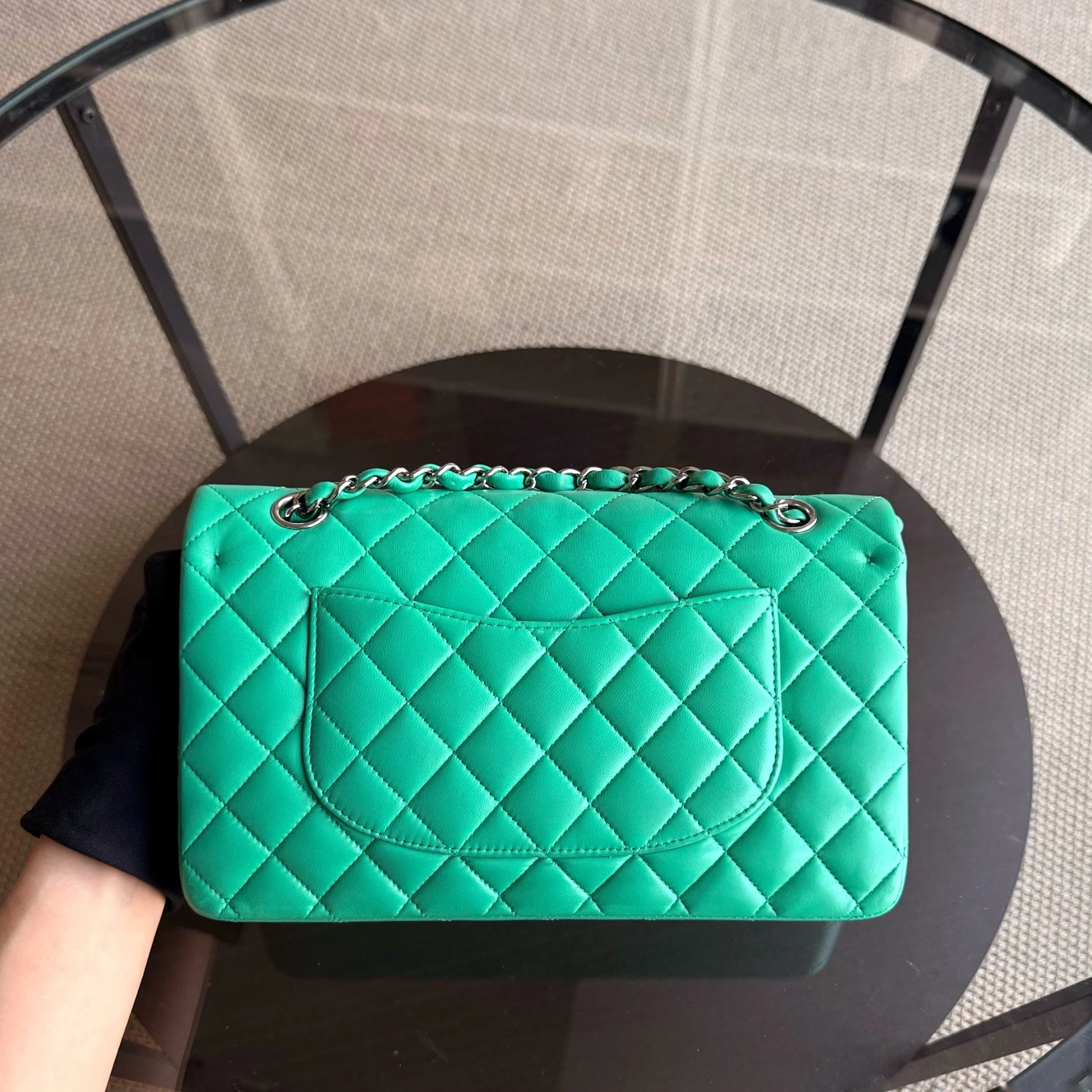 Chanel Classic Flap Medium - 25CM Quilted Lambskin Light Green Silver Hardware Series 16