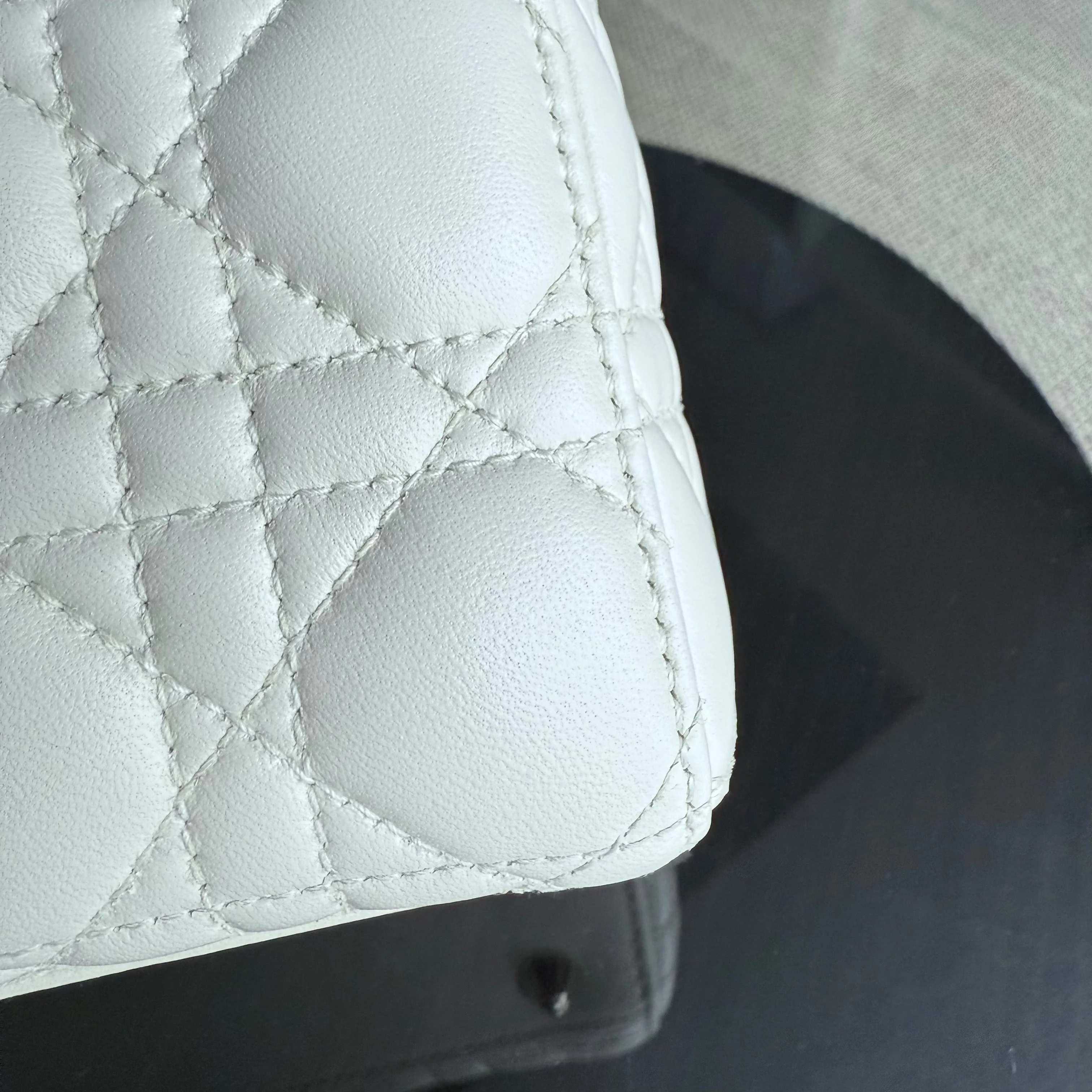 Dior Lady Small - Cannage Lambskin White Gold Hardware