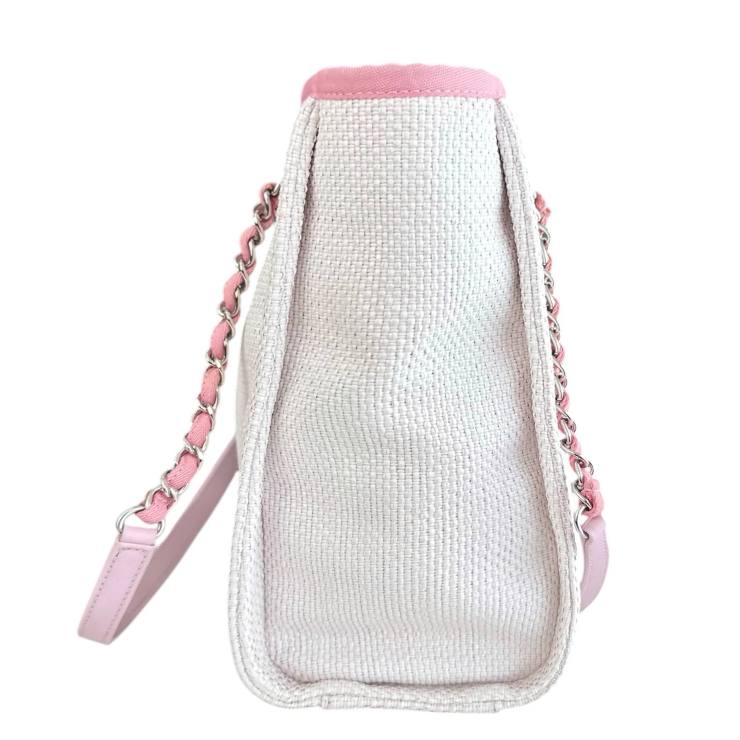Chanel Deauville Mini - Fabric Tote Pink Silver Hardware Series 21