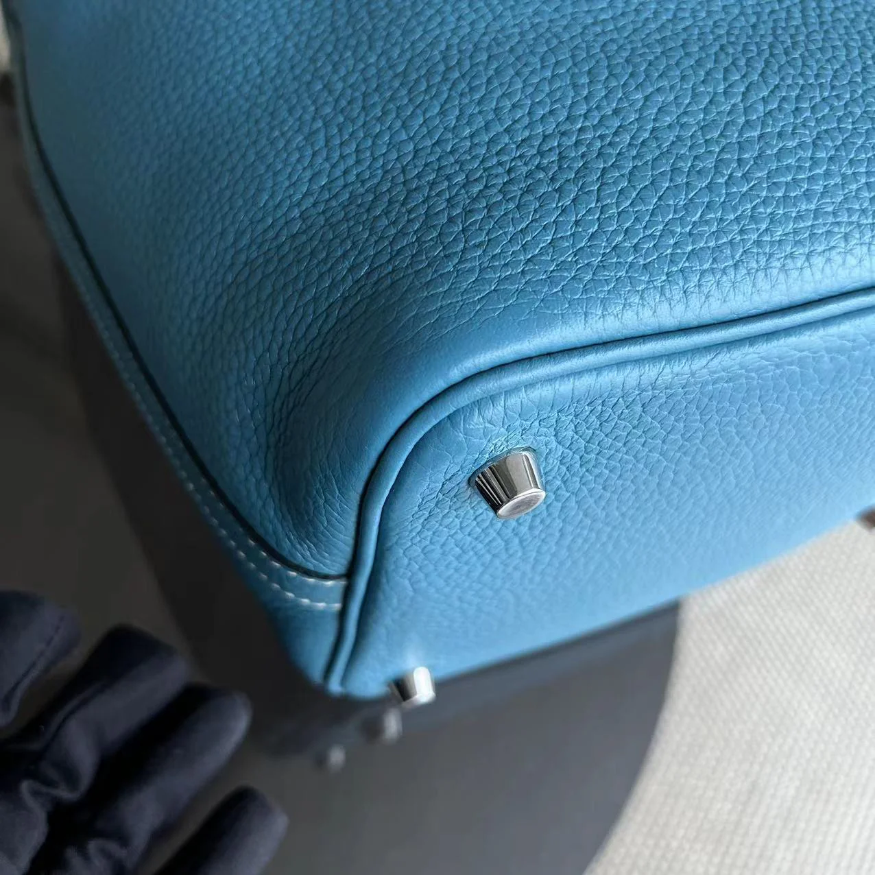 Hermes Picotin 18 - Blue Jean Mauve Pale Square R TC Clemence Silver Hardware