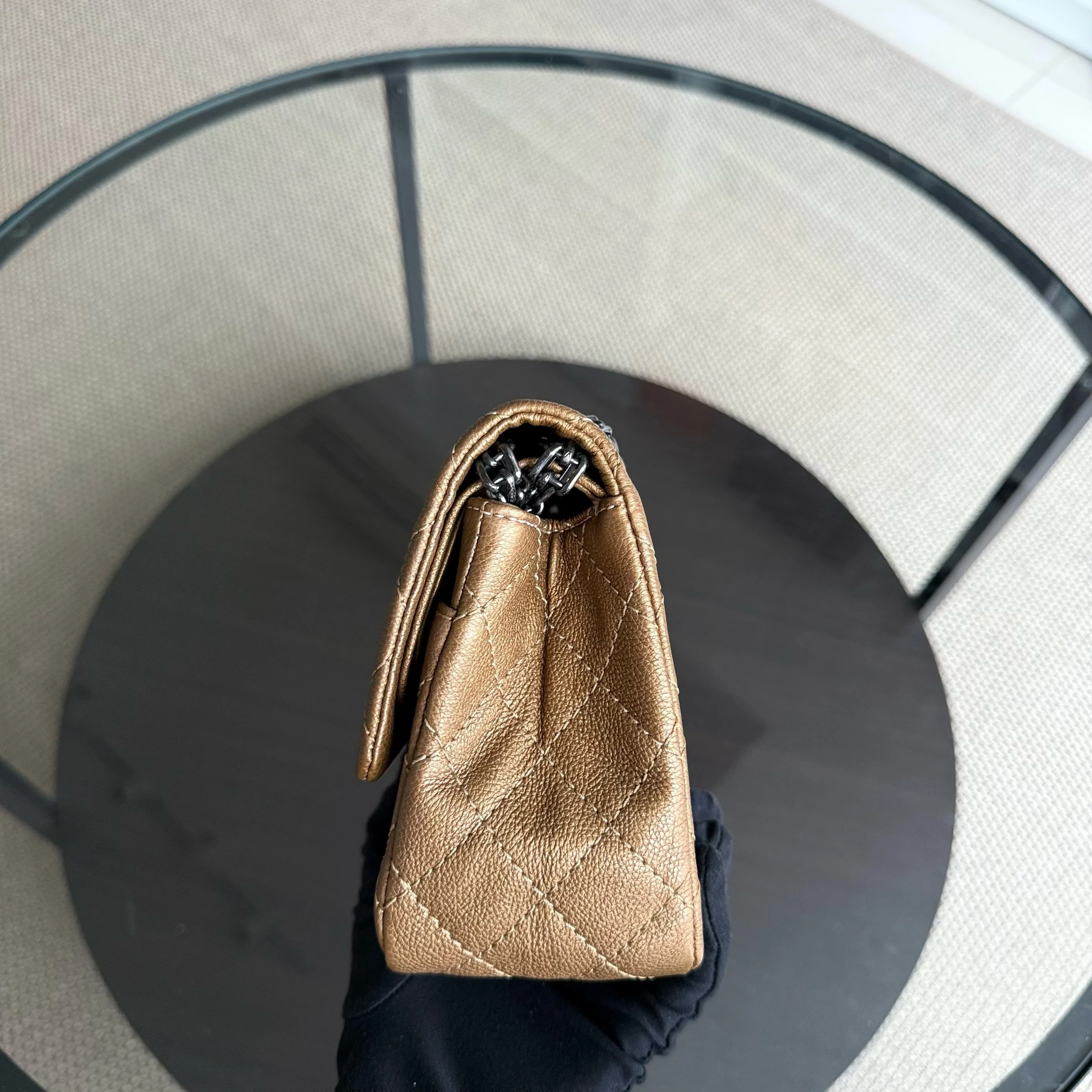 Chanel 2.55 Reissue 225 - Caviar 24CM Quilted Grained Calfskin Brown Ruthenium Silver Hardware Series 17