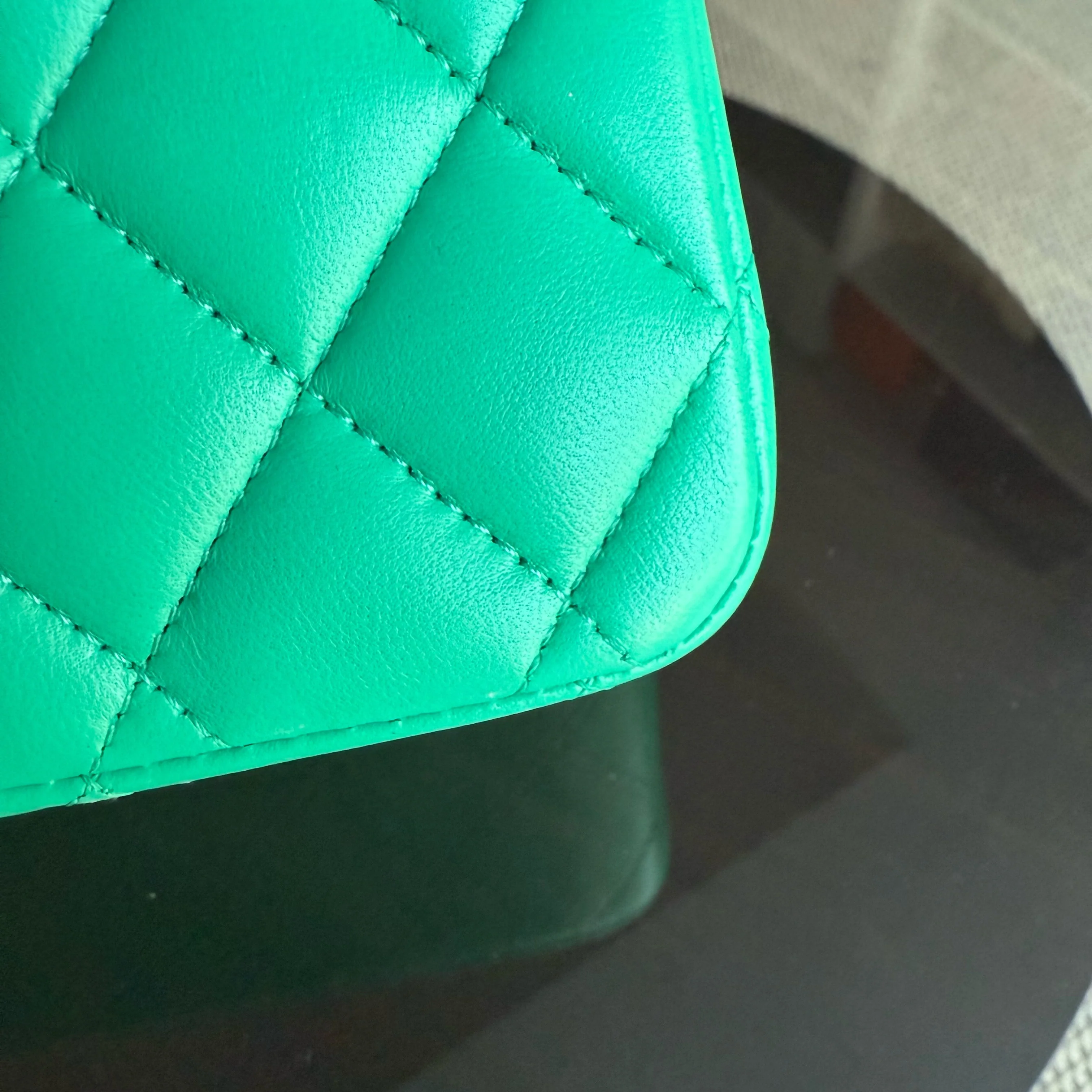 Chanel Classic Flap Medium - 25CM Quilted Lambskin Light Green Silver Hardware Series 16