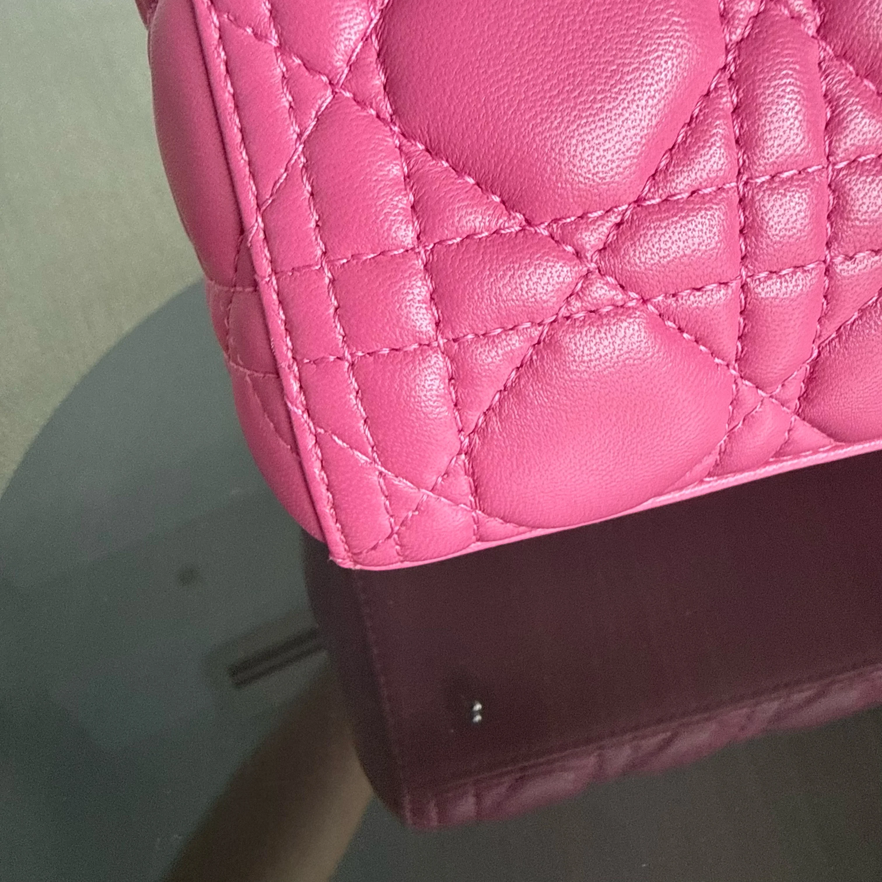 Dior Lady Medium - Cannage Lambskin Barbie Pink Silver Hardware Strap