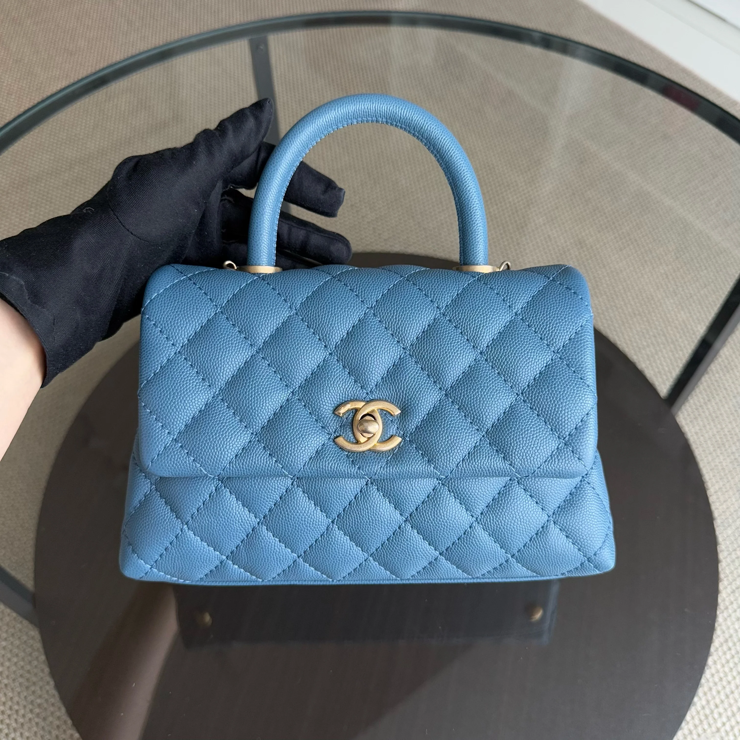 Deposit of Chanel Coco Handle Small - Caviar Quilted Blue Gold Hardware Series 25 (half amount of total)
