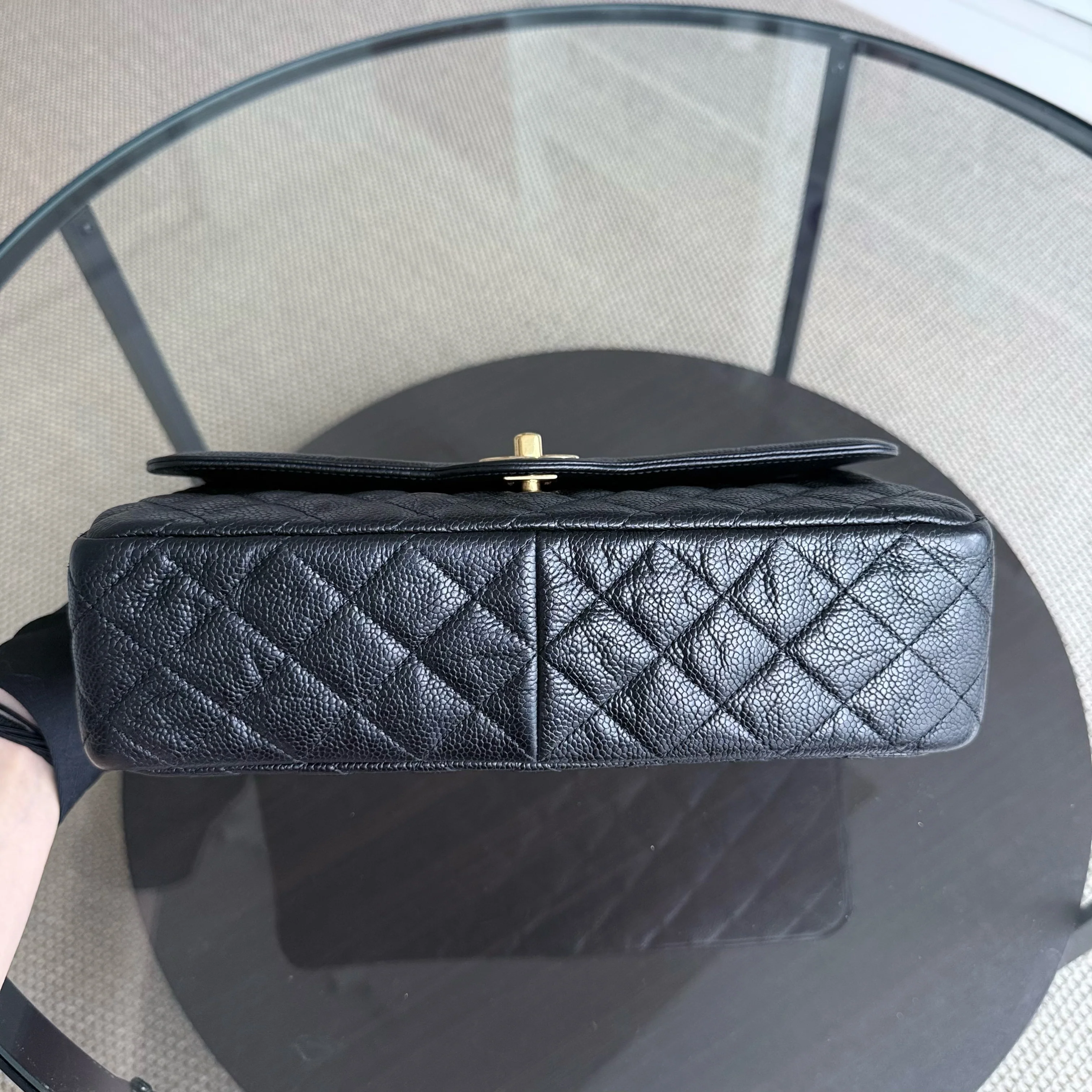 Chanel Seasonal Two-Tone Flap - Caviar 28CM Quilted Black Gold Hardware Series 21