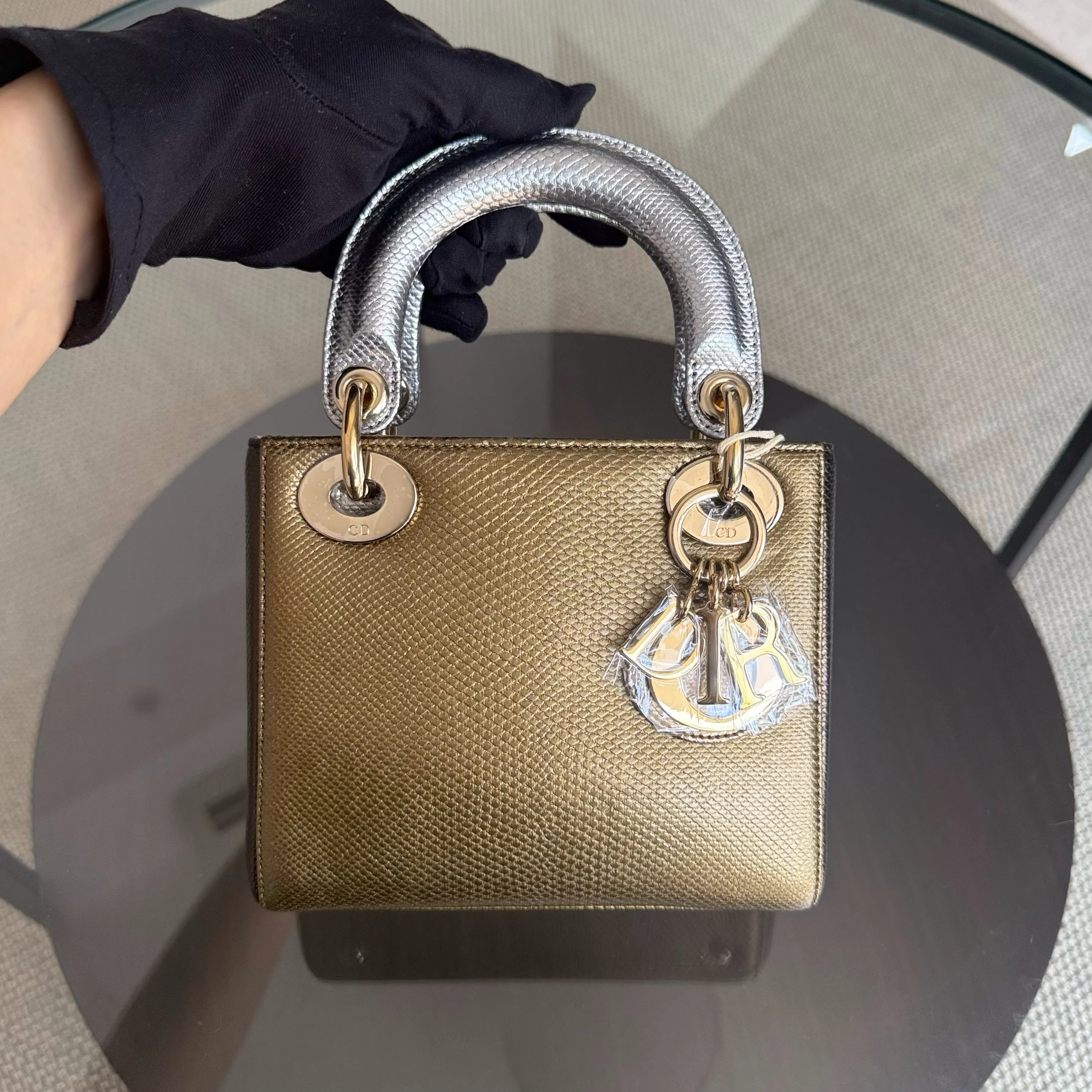 Dior Lady Mini - Exotic Lizard Two Tone Gold Hardware