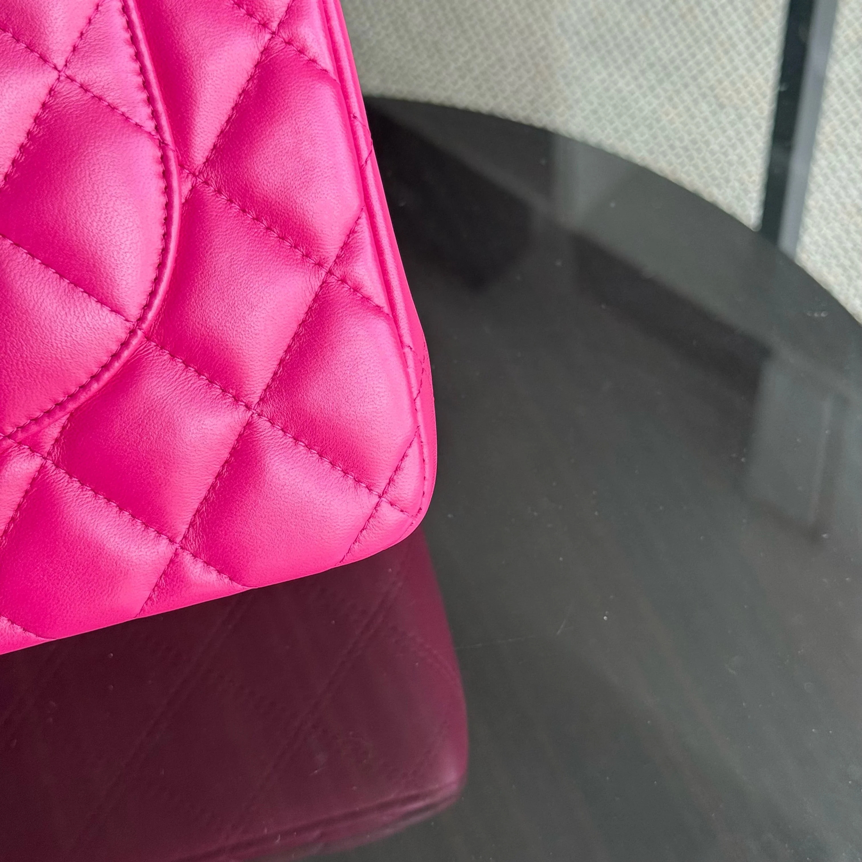 Chanel Classic Flap Jumbo - Double Flap 30CM Quilted Lambskin Pink Silver Hardware Series 19