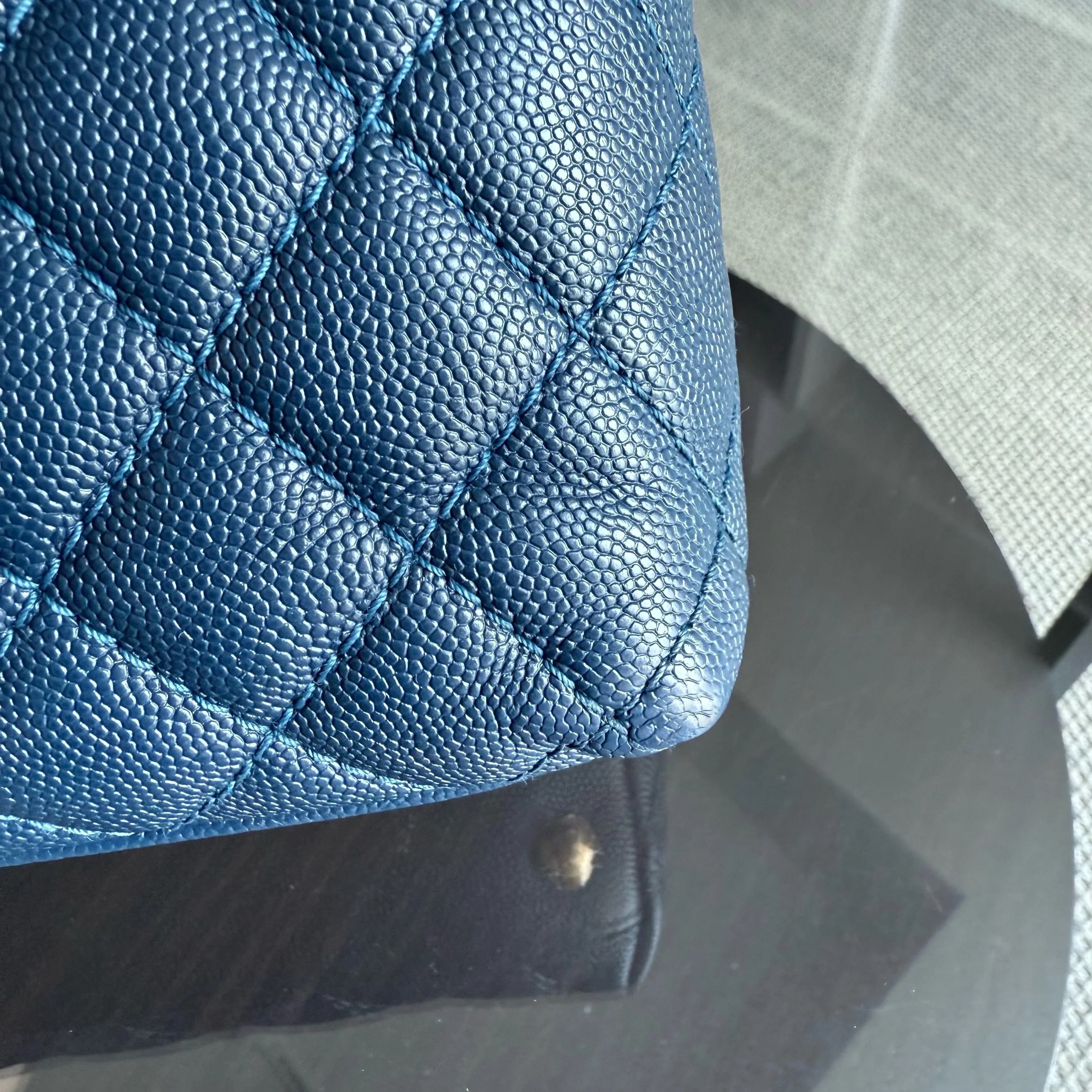 Chanel Coco Handle Medium - Caviar 29CM Quilted Dark Blue Gold Hardware Series 25