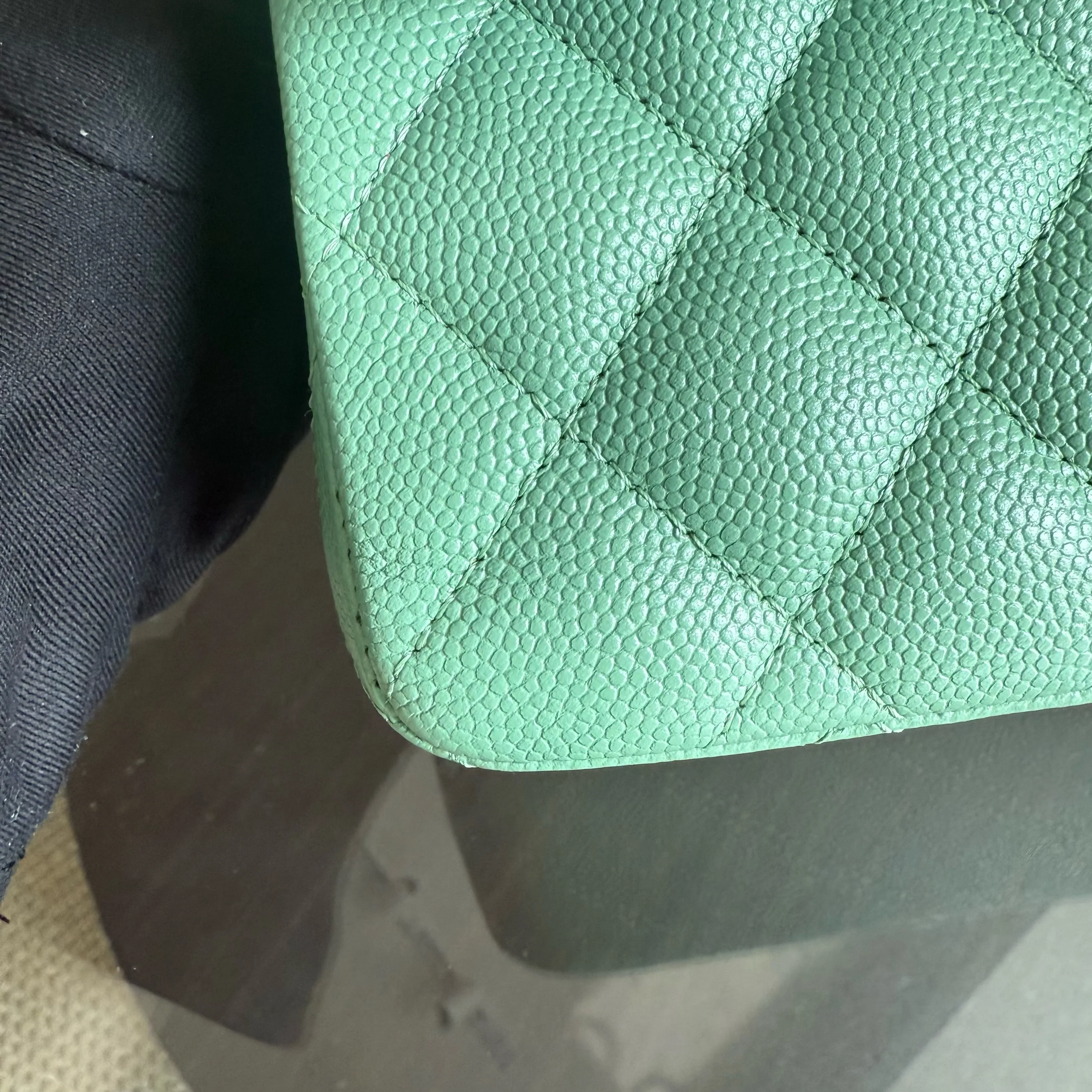 Chanel Classic Flap Small - Caviar 23CM Quilted Grained Calfskin Light Green Light Gold Hardware Microchip