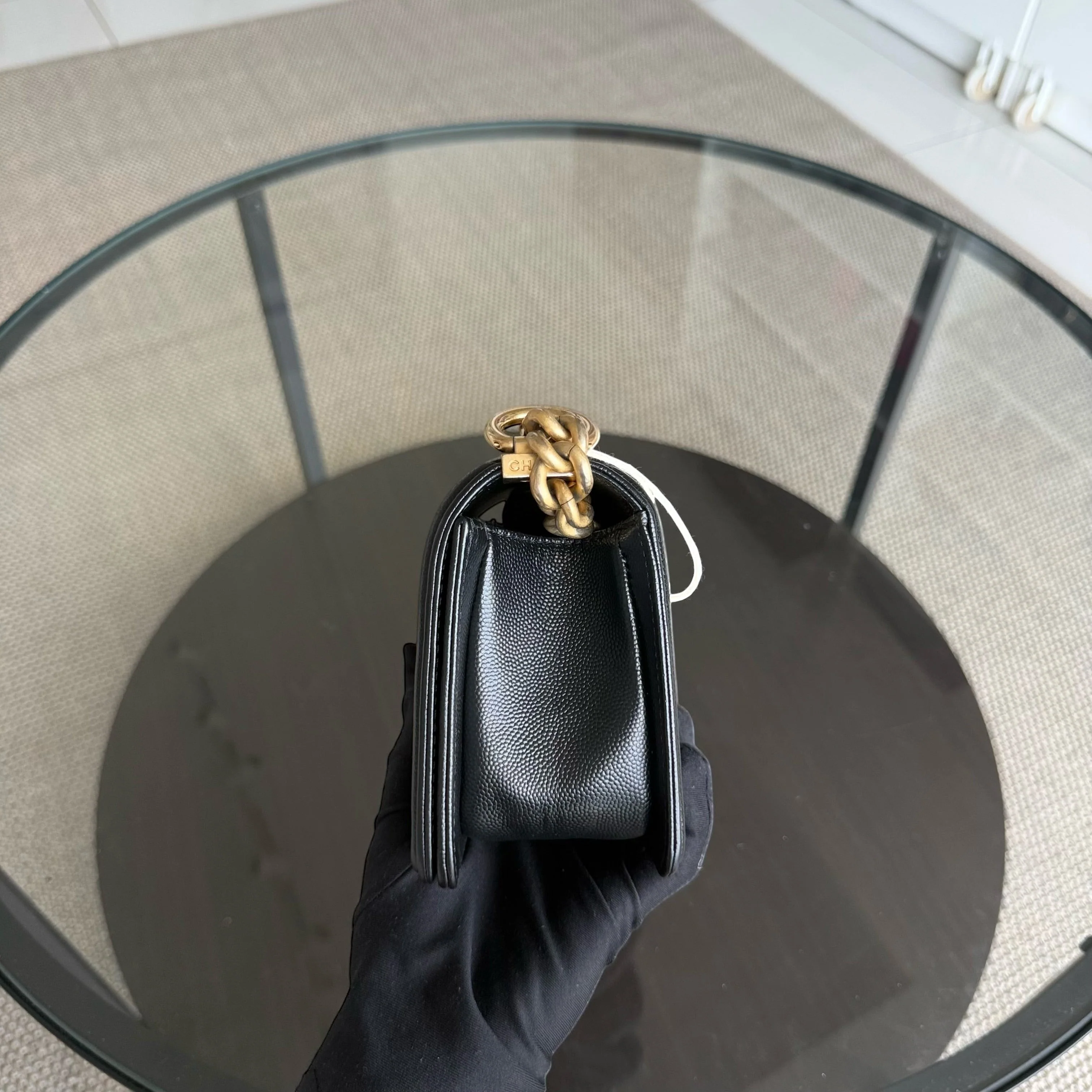 Chanel Boy Small - Caviar 20CM Quilted Black Gold Hardware Series 27