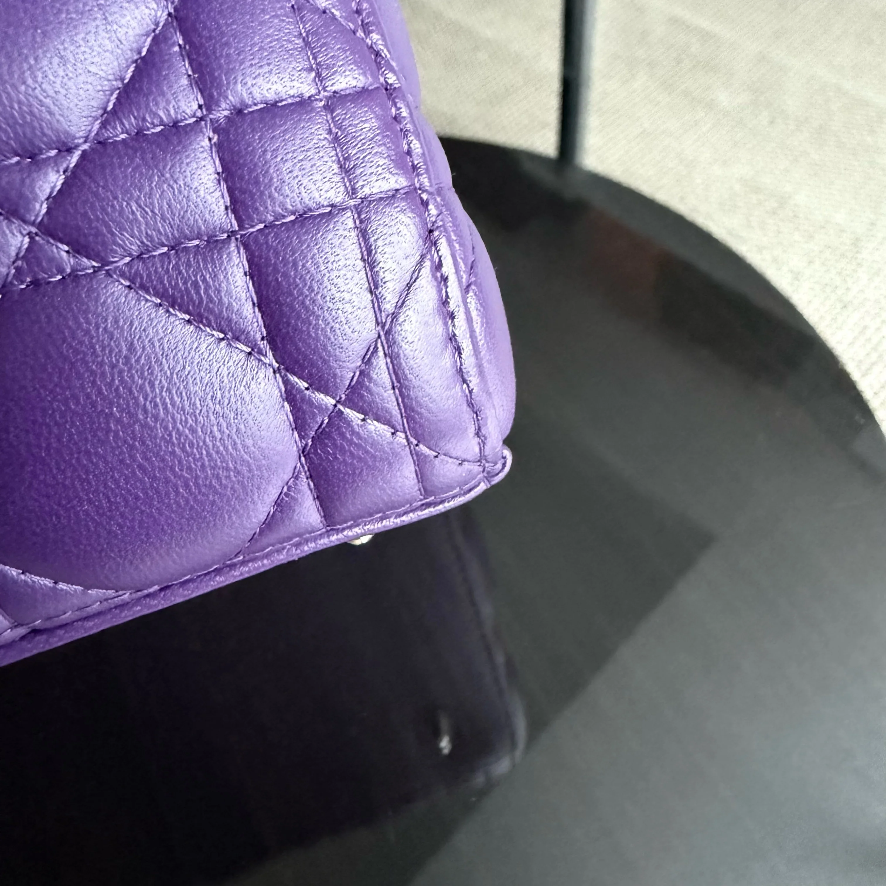 Dior Lady Medium - Cannage Lambskin Purple Silver Hardware