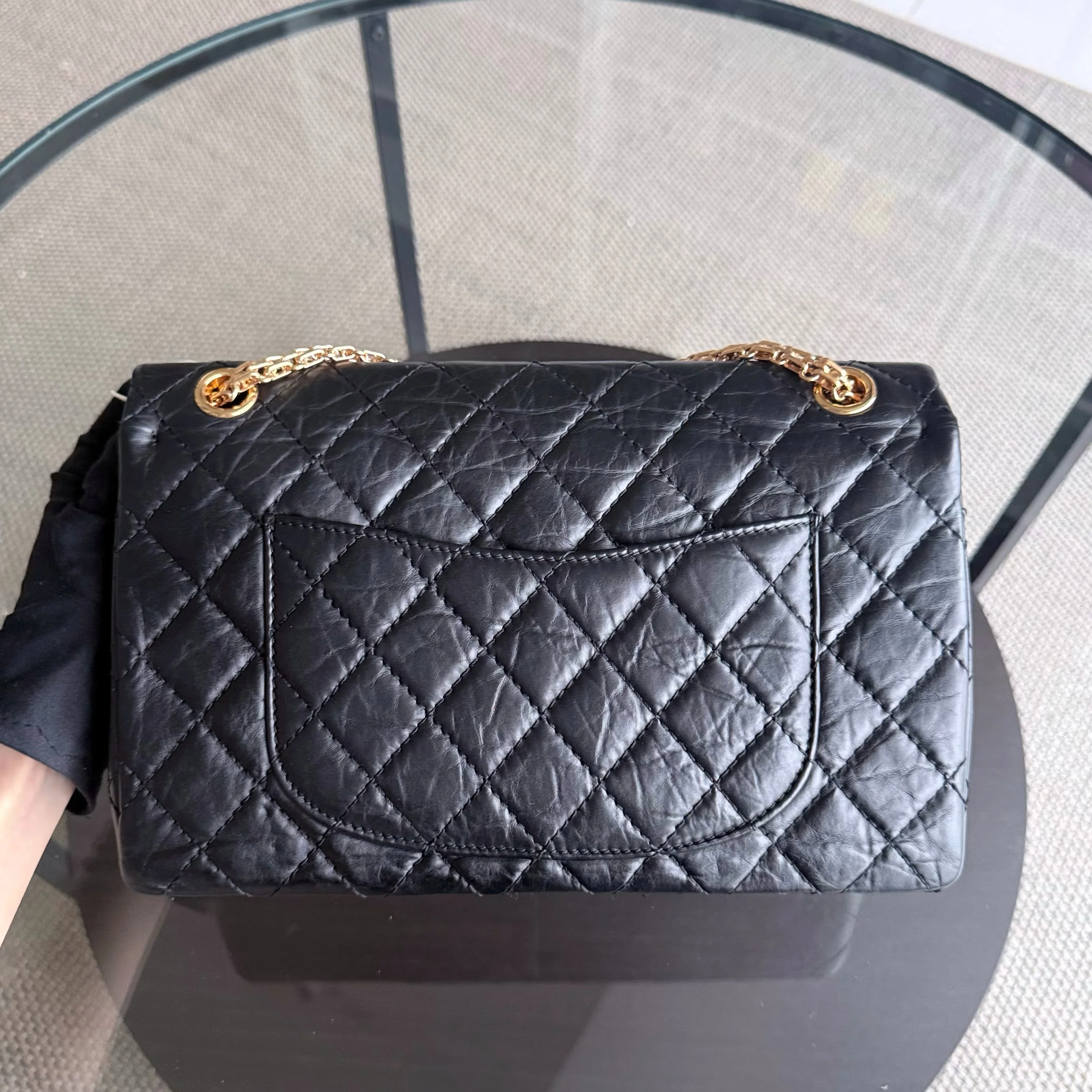 Chanel 2.55 Reissue 226 - 28CM Quilted Aged Calfskin Black Gold Hardware Series 14