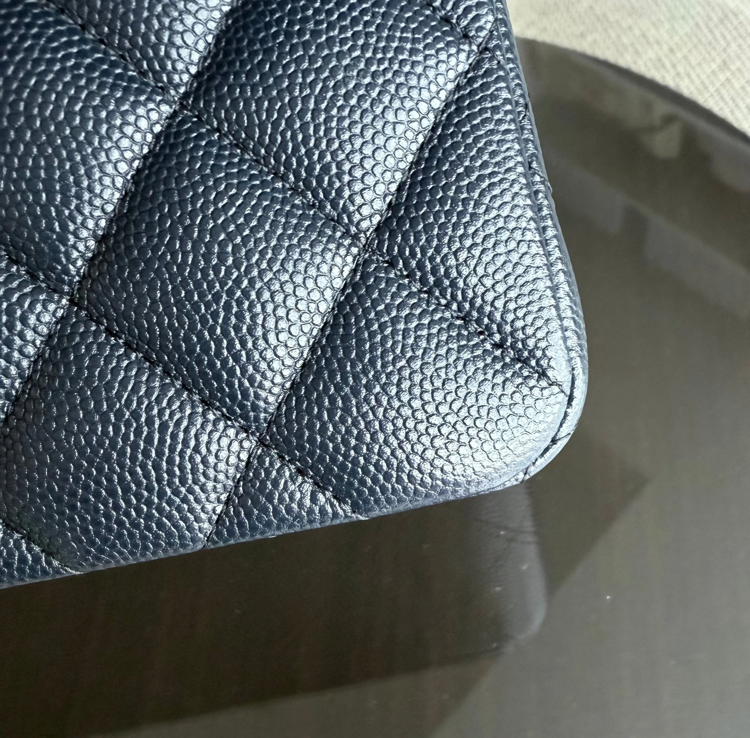 Chanel Classic Flap Small - Caviar 23CM Quilted Dark Midnight Blue Gold Hardware Series 27