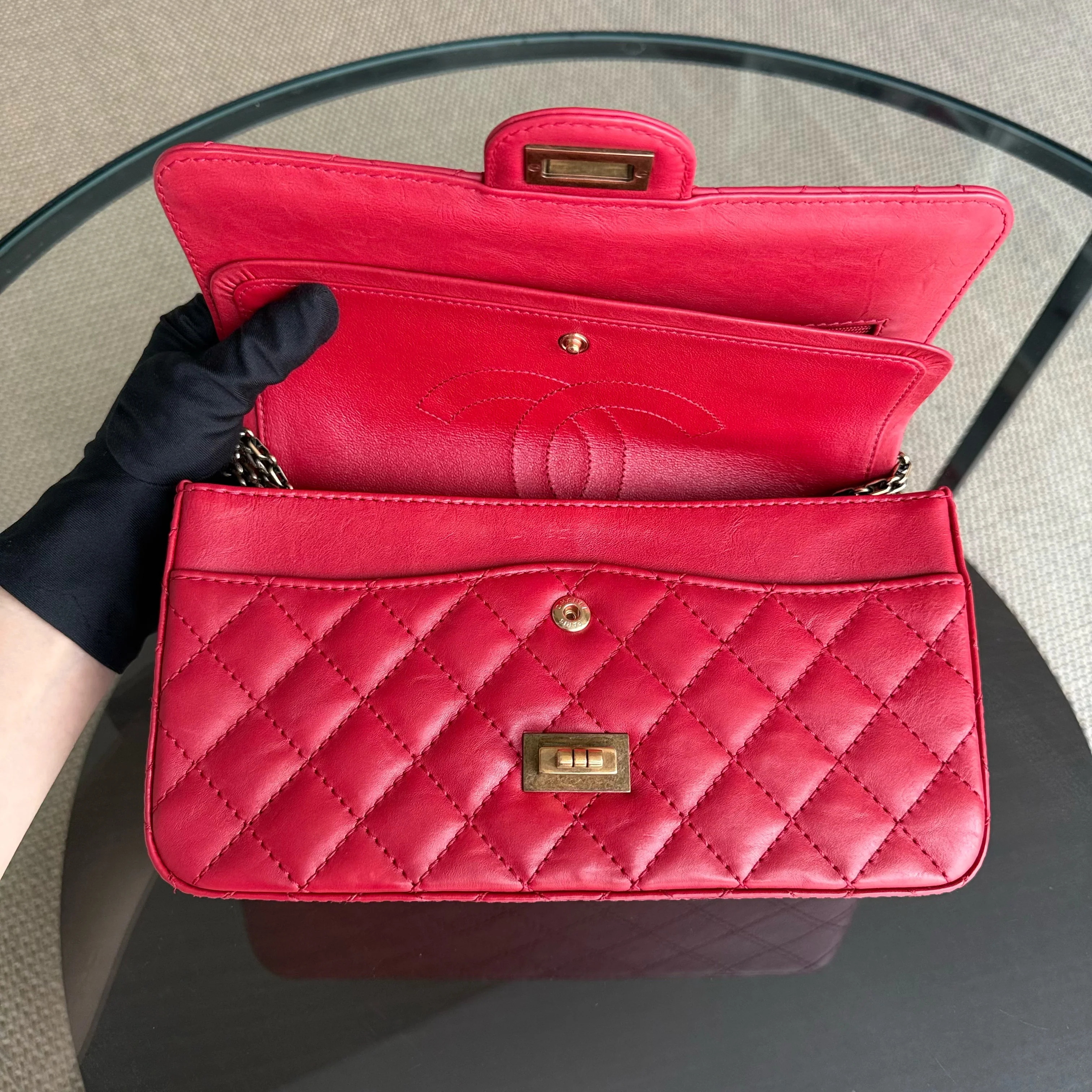 Chanel 2.55 Reissue 225 - Calfskin 24CM Quilted Red Ruthenium Gold Hardware Series 23