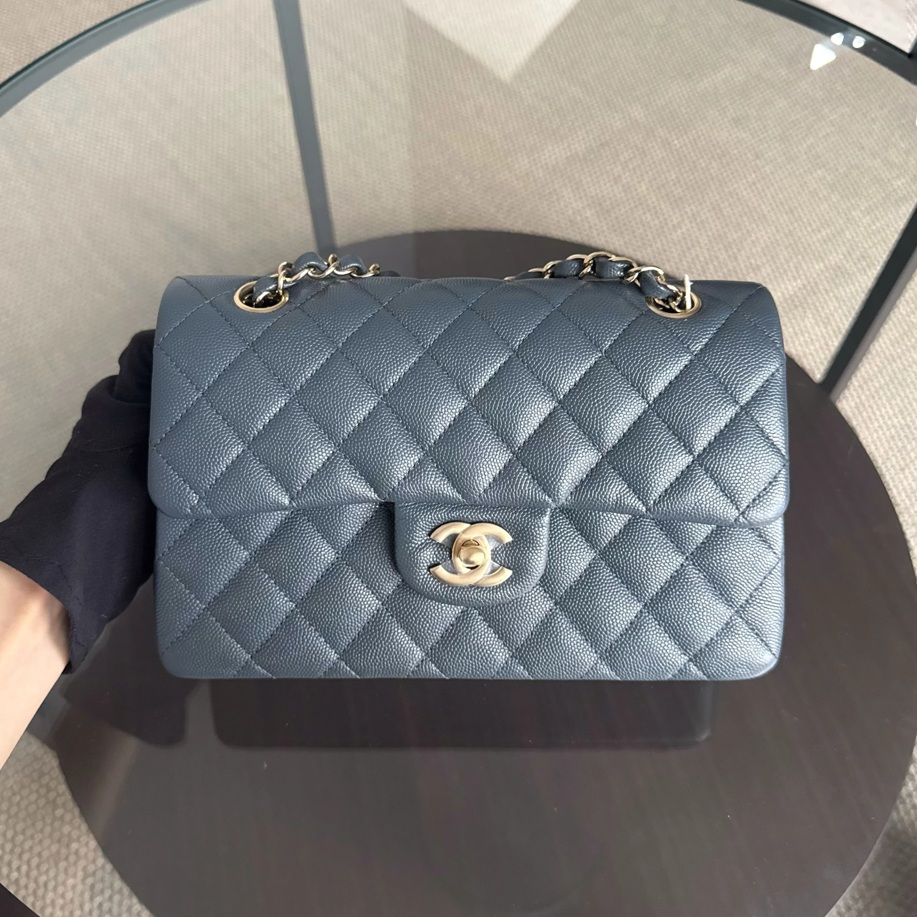 Chanel Classic Flap Small - Caviar 23CM Quilted Dark Gray Grey Gold Hardware Series 26