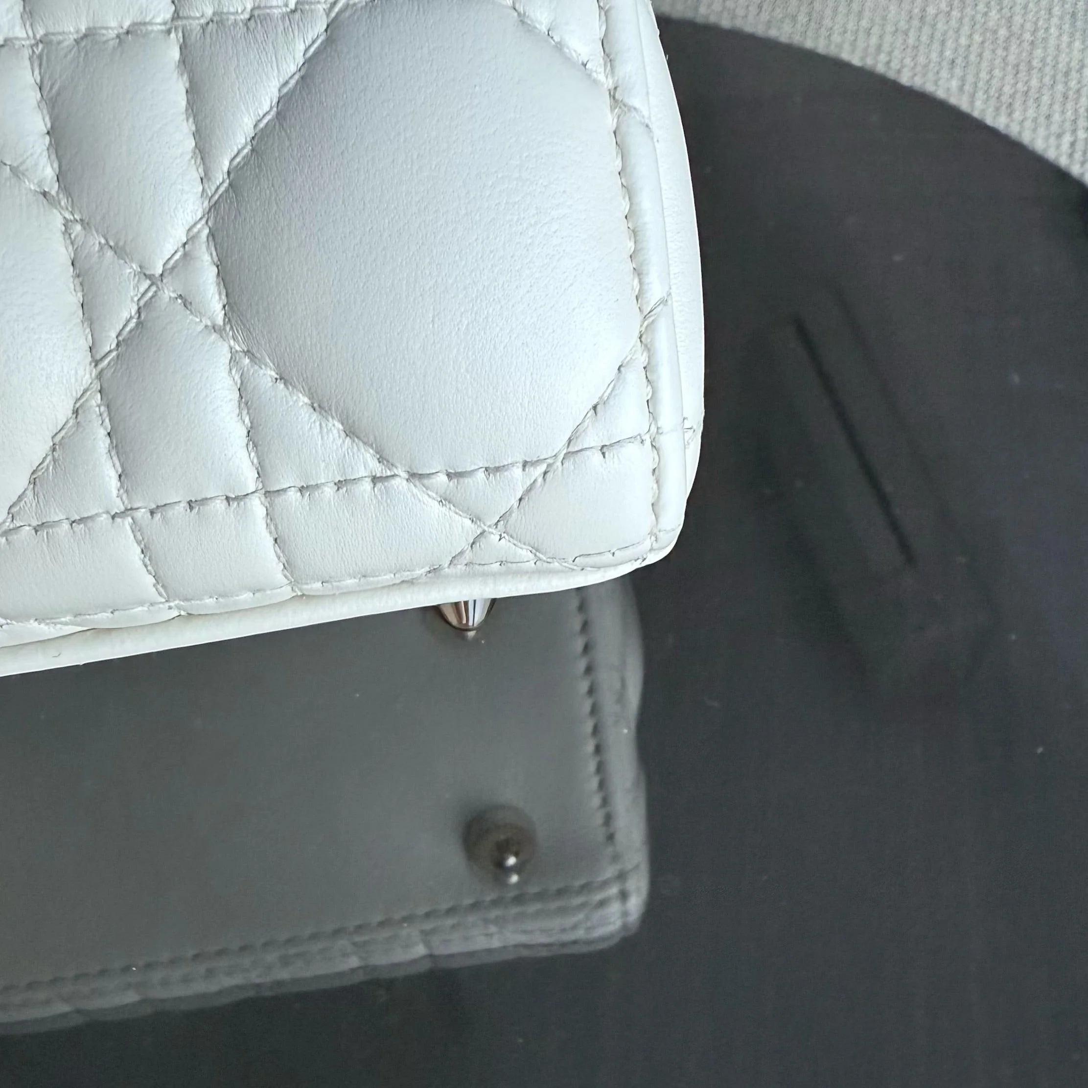 Dior Lady Small - Cannage Lambskin White Gold Hardware